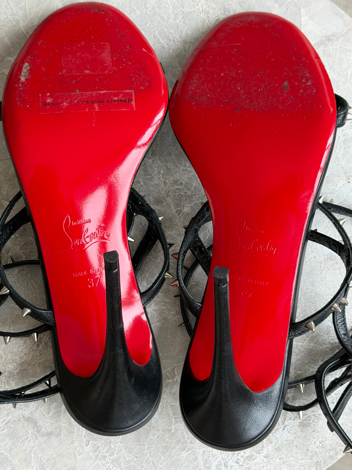 Christian Louboutin Bombina Studded Leather Sandals - 37