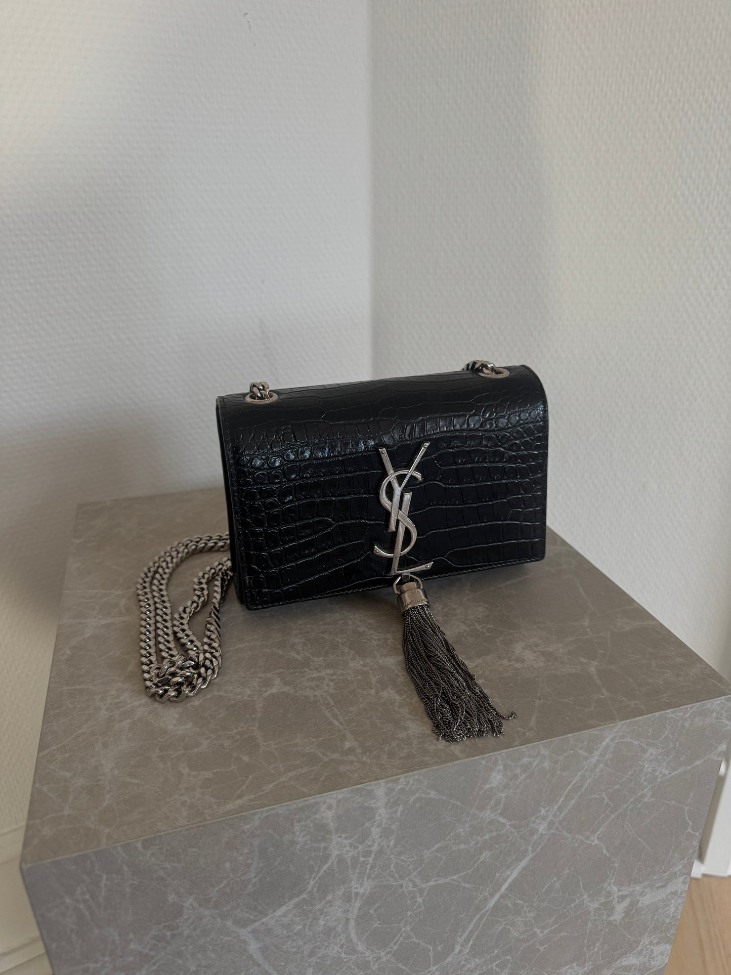 Saint Laurent Croc Kate Small Tassel Bag