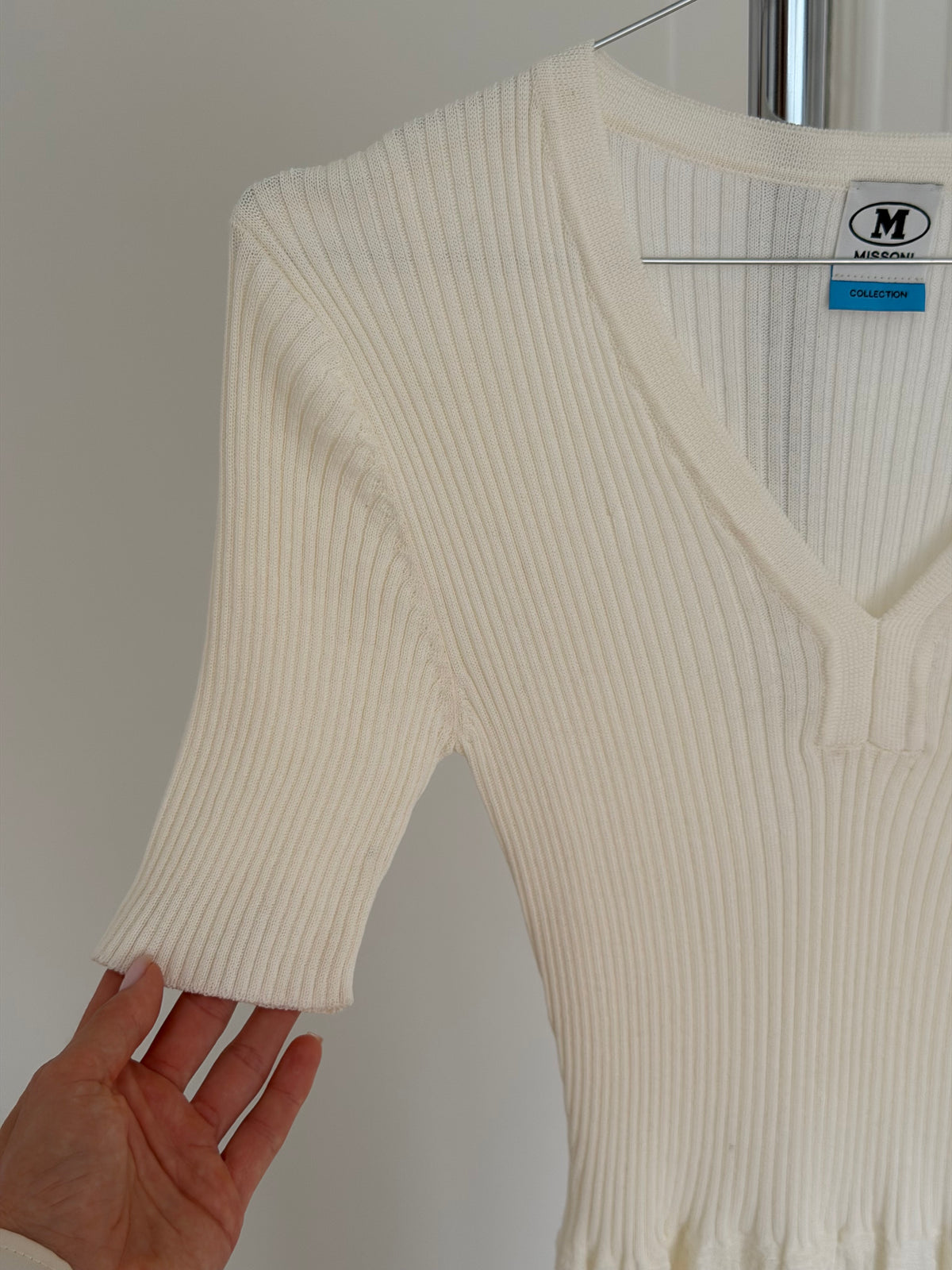 M Missoni cremefarvet strikkjole