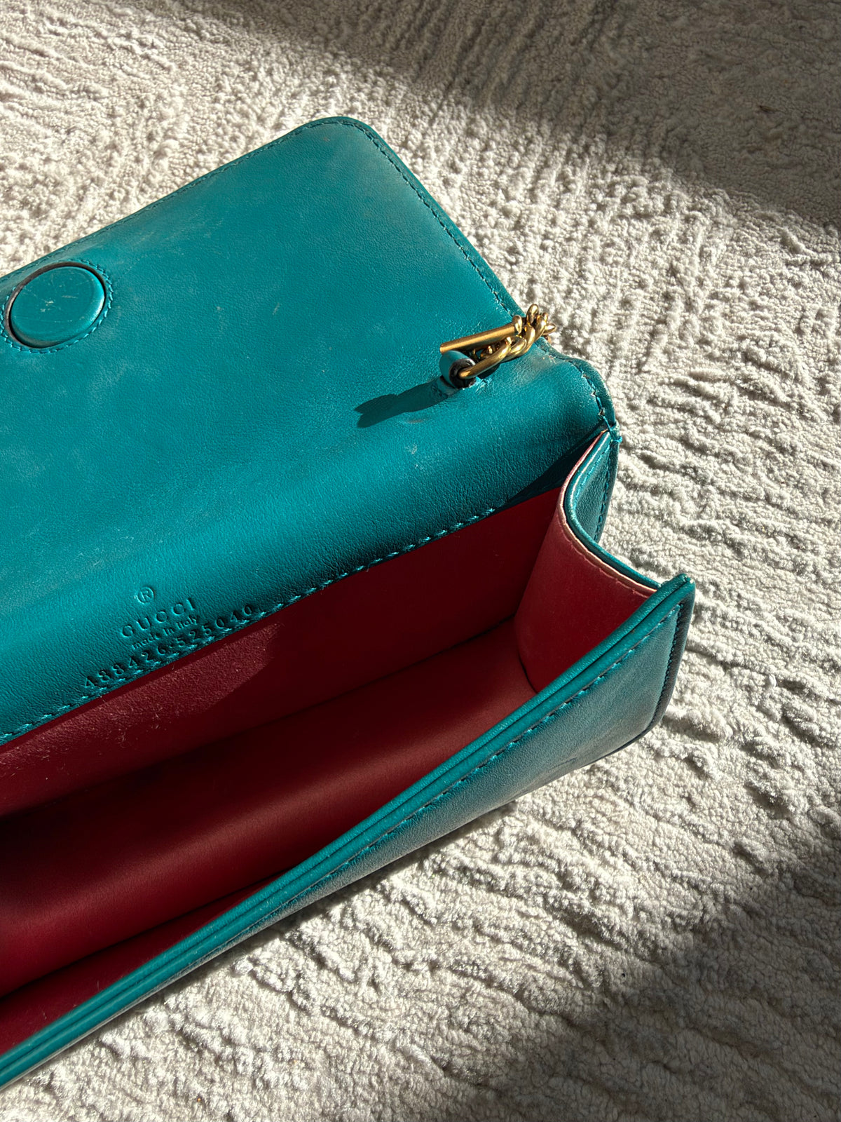 Gucci GG Marmont Chain Flap Wallet – Turquoise / Petrol Blue