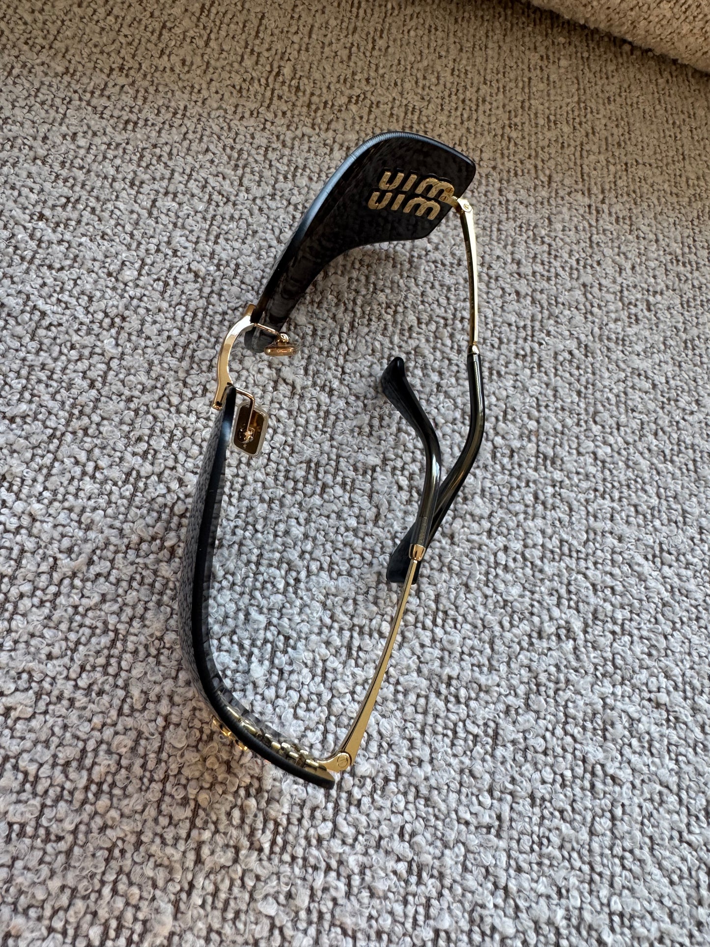 Miu Miu Shield Sunglasses – Gold Detail