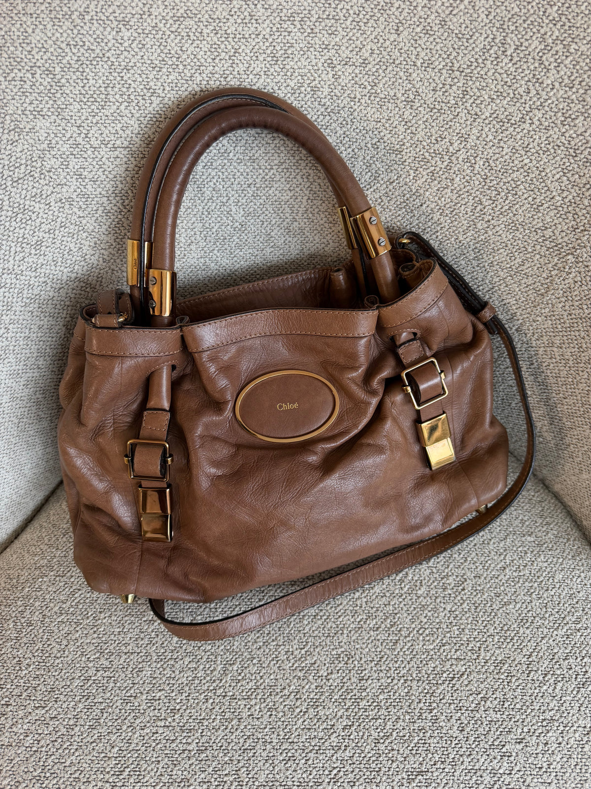 Chloé Brown Leather Handbag – Gold Hardware