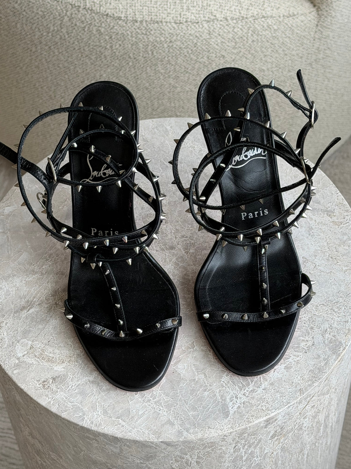 Christian Louboutin Bombina Studded Leather Sandals - 37