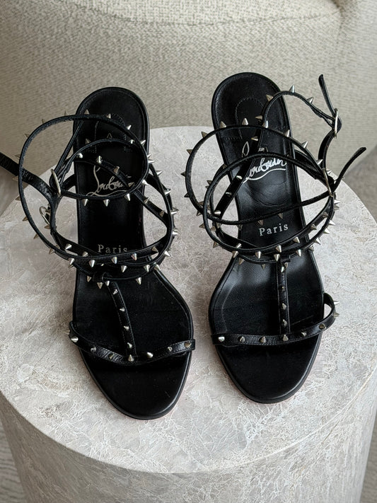 Christian Louboutin Bombina Studded Leather Sandals - 37