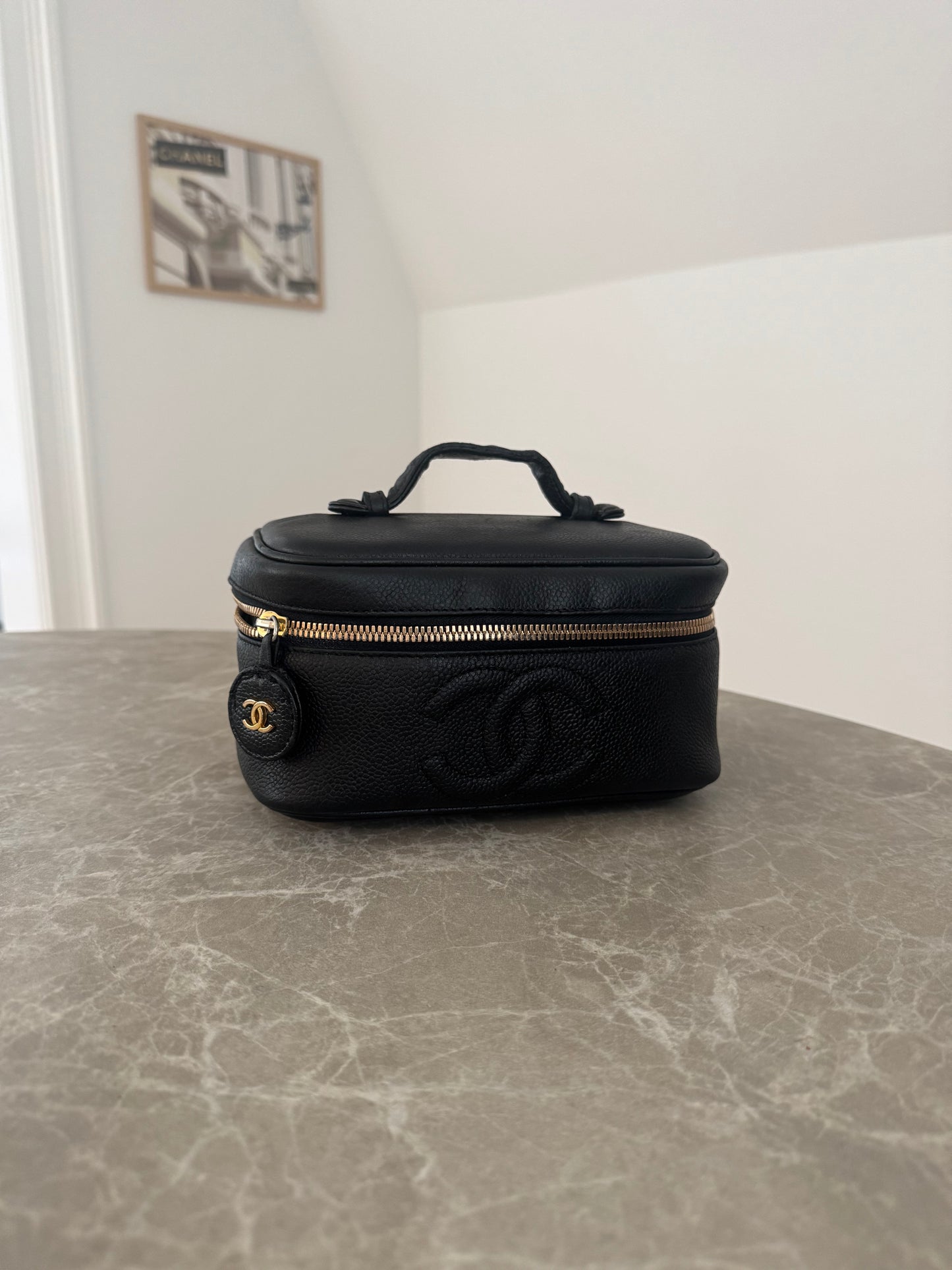 Chanel Caviar Vanity Case Cosmetic Black