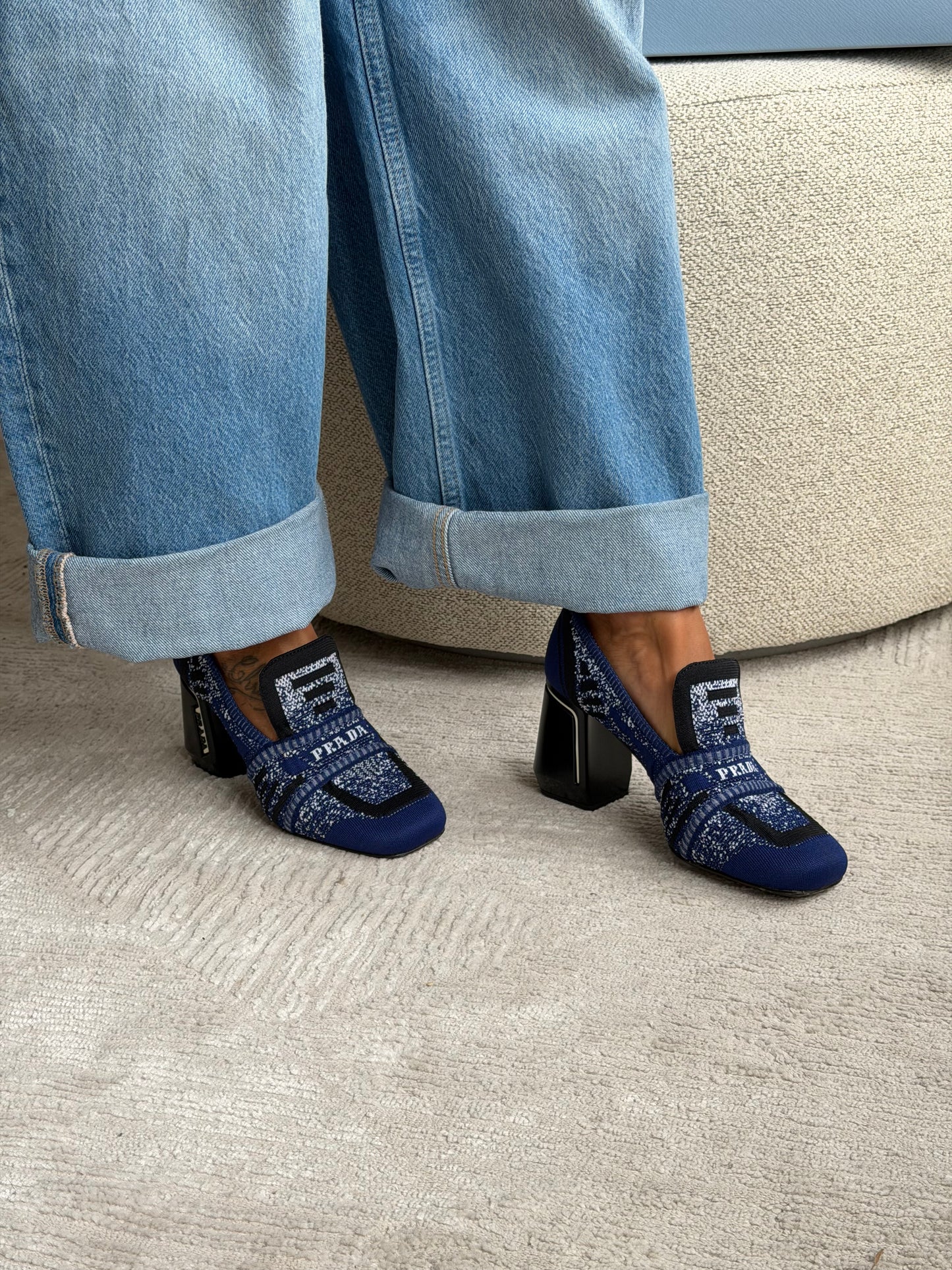 Prada Knit Pumps med blokhæl – str. 36