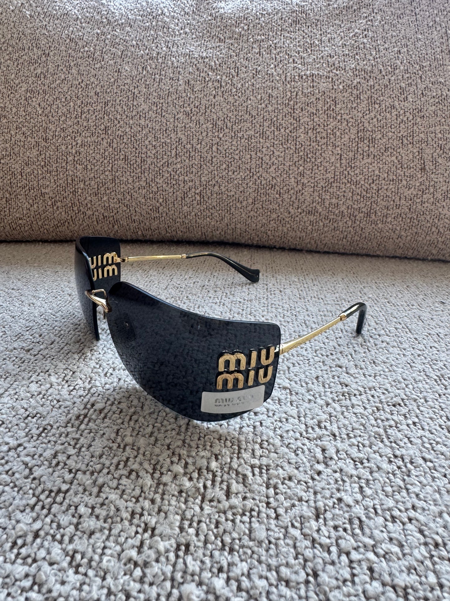 Miu Miu Shield Sunglasses – Gold Detail