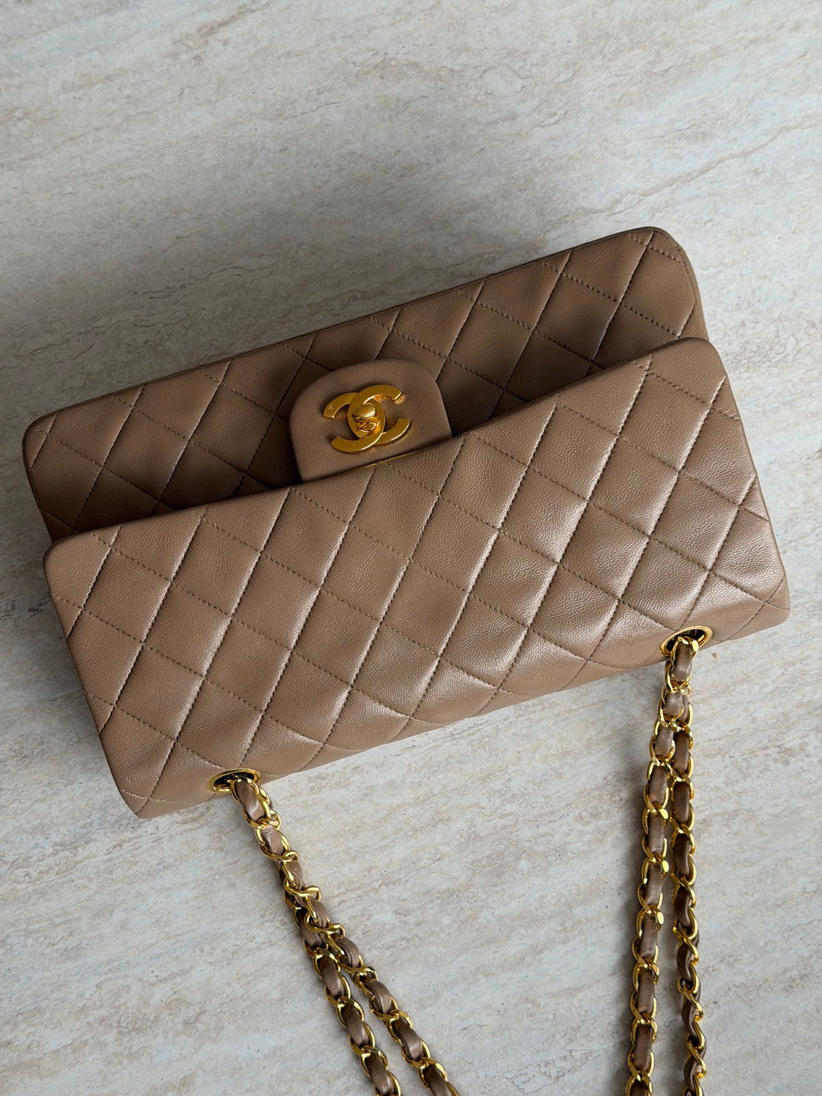 Chanel Medium Classic Double Flap – Taupe / 24K Gold-Plated Hardware