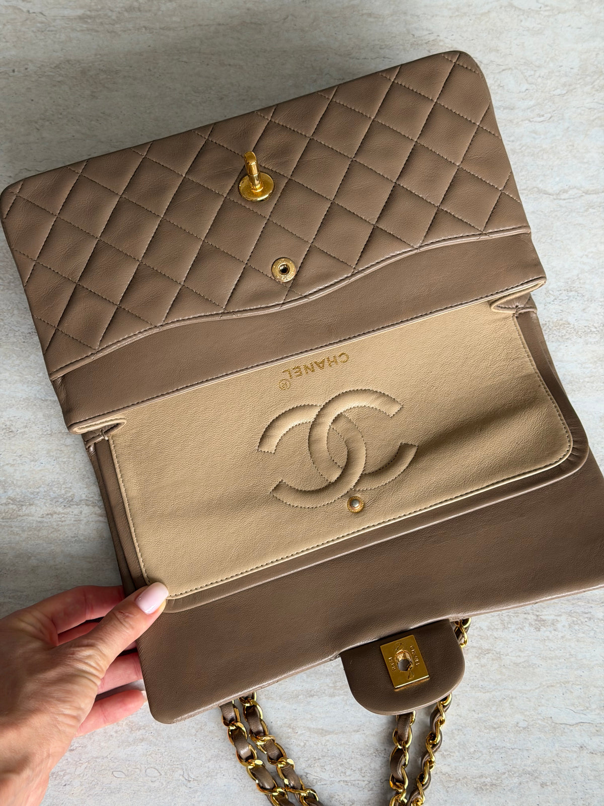 Chanel Medium Classic Double Flap – Taupe / 24K Gold-Plated Hardware