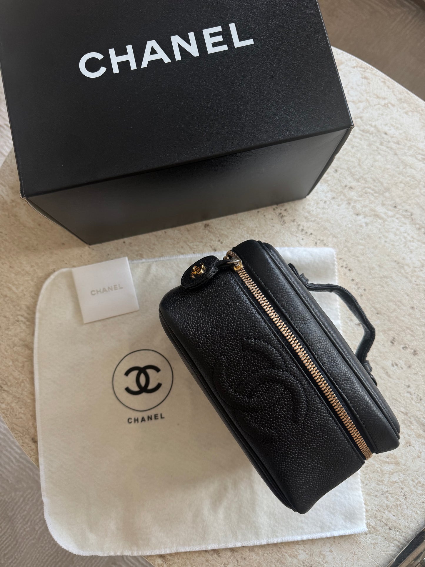 Chanel Caviar Vanity Case Cosmetic Black