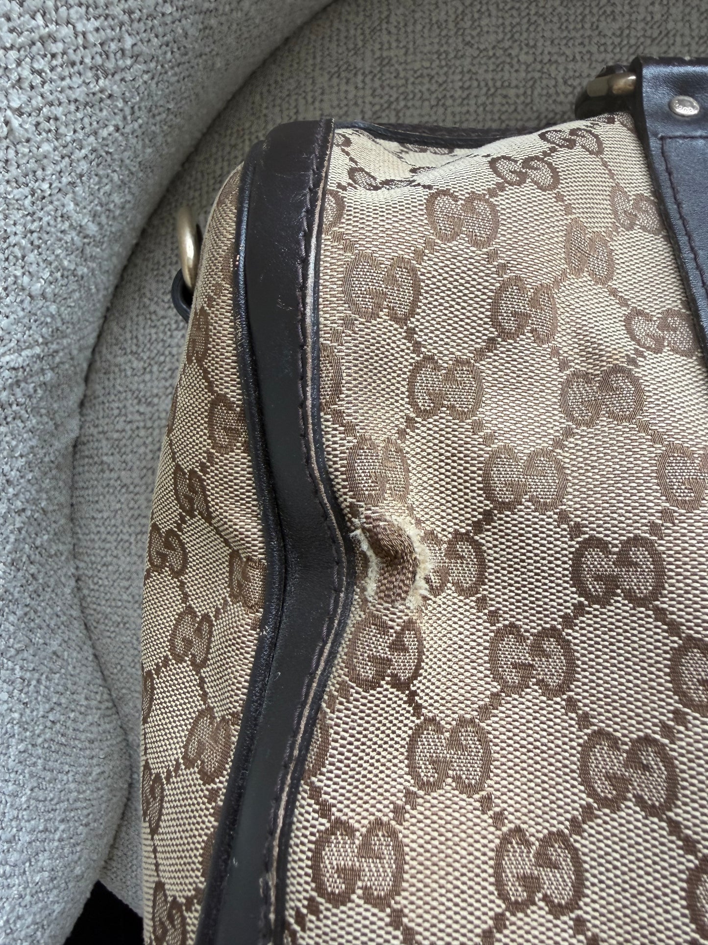 Gucci Monogram Boston – GG Canvas med Web Stripe