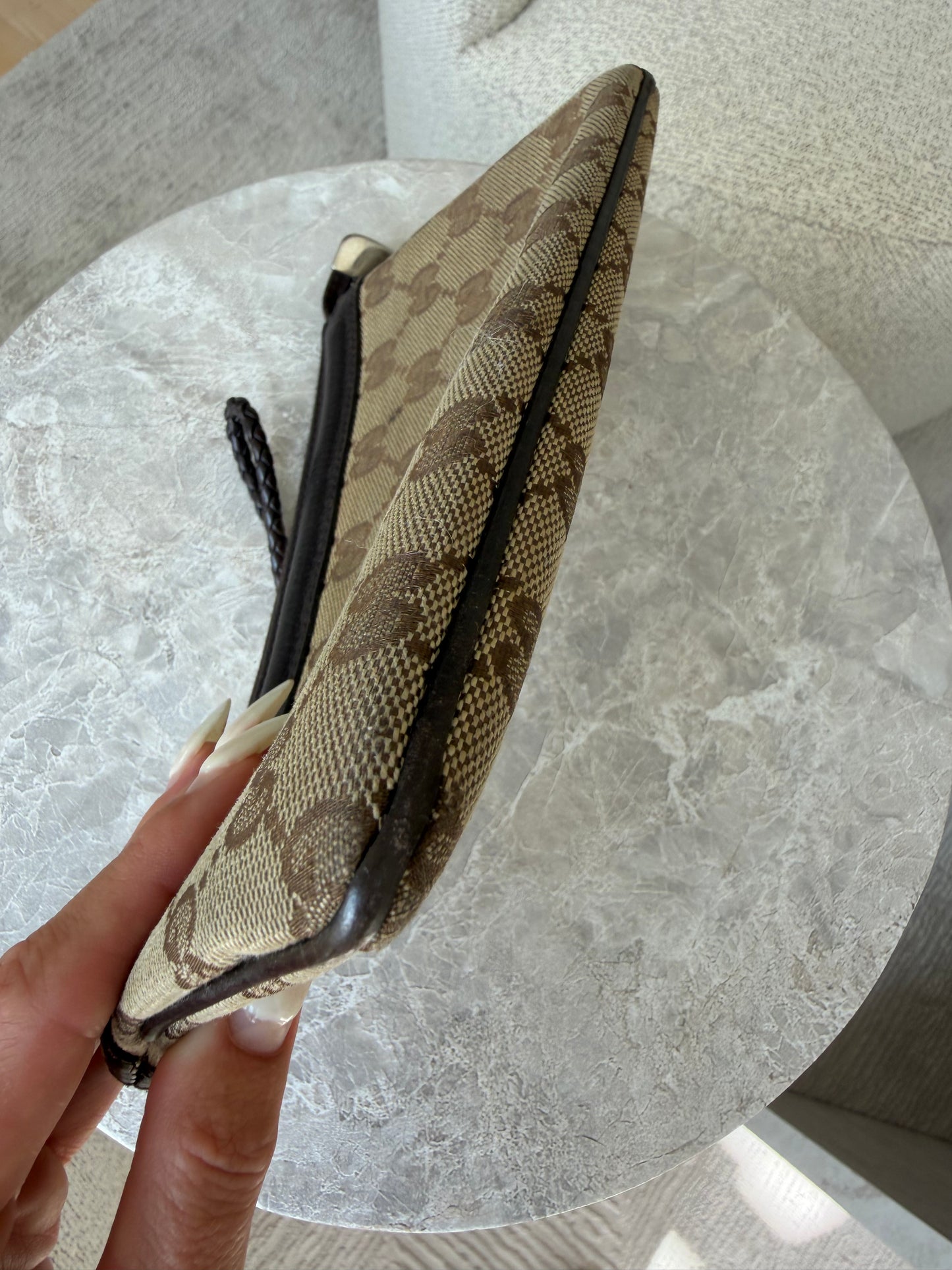 Gucci GG Canvas Horsebit Wristlet Pochette