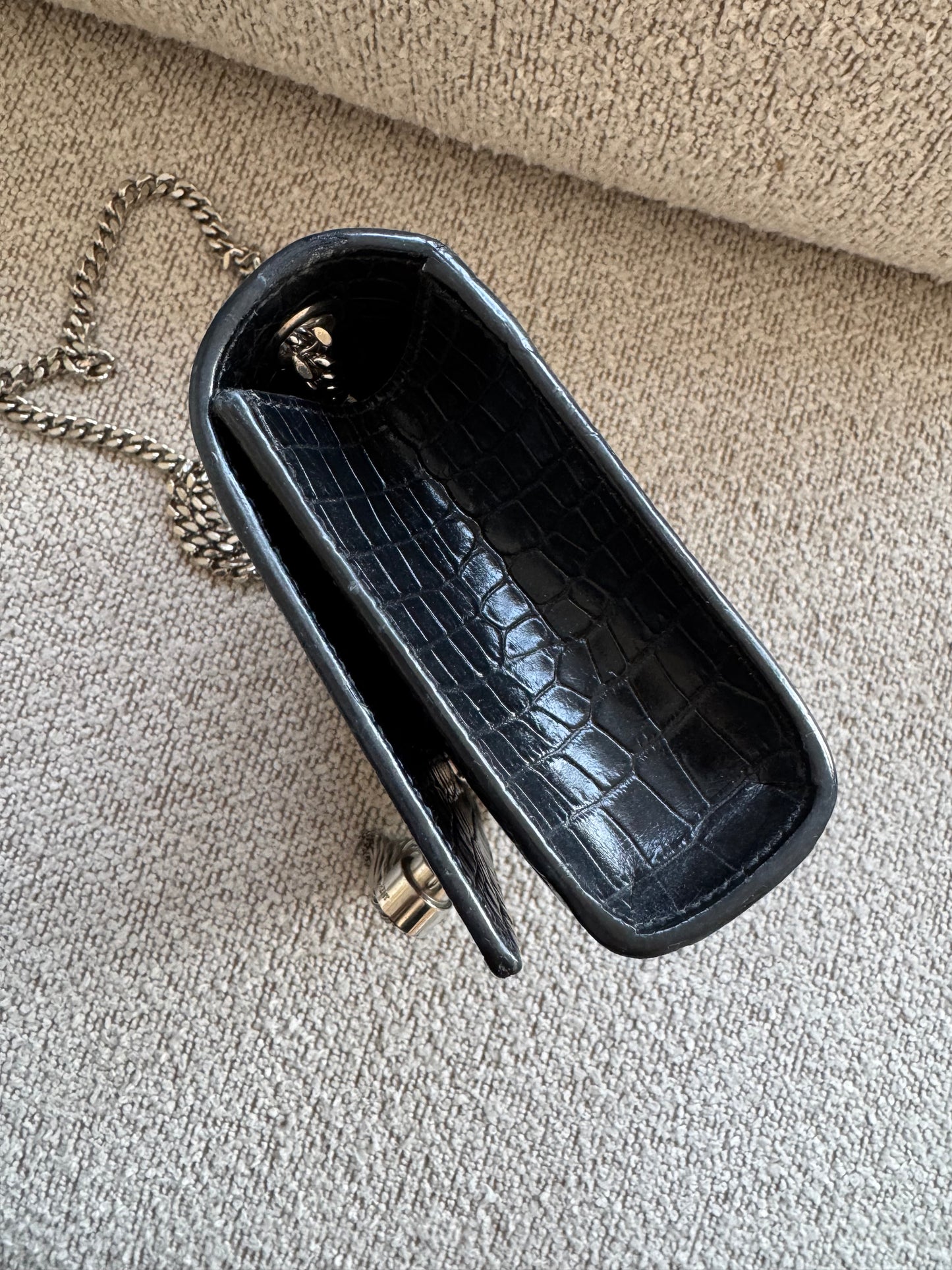 Saint Laurent Croc Kate Small Tassel Bag