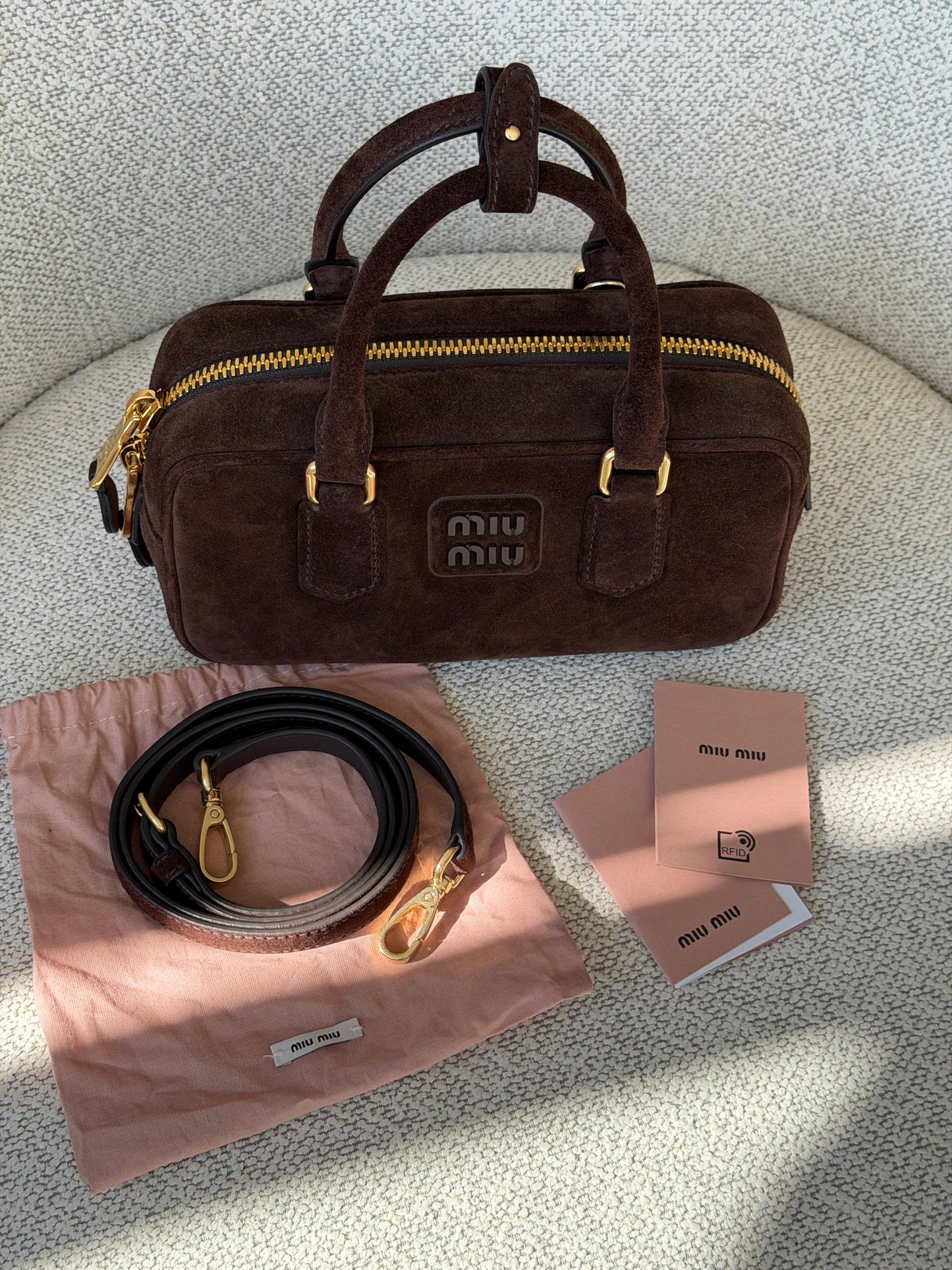 Miu Miu Arcadie Padded Suede Bag