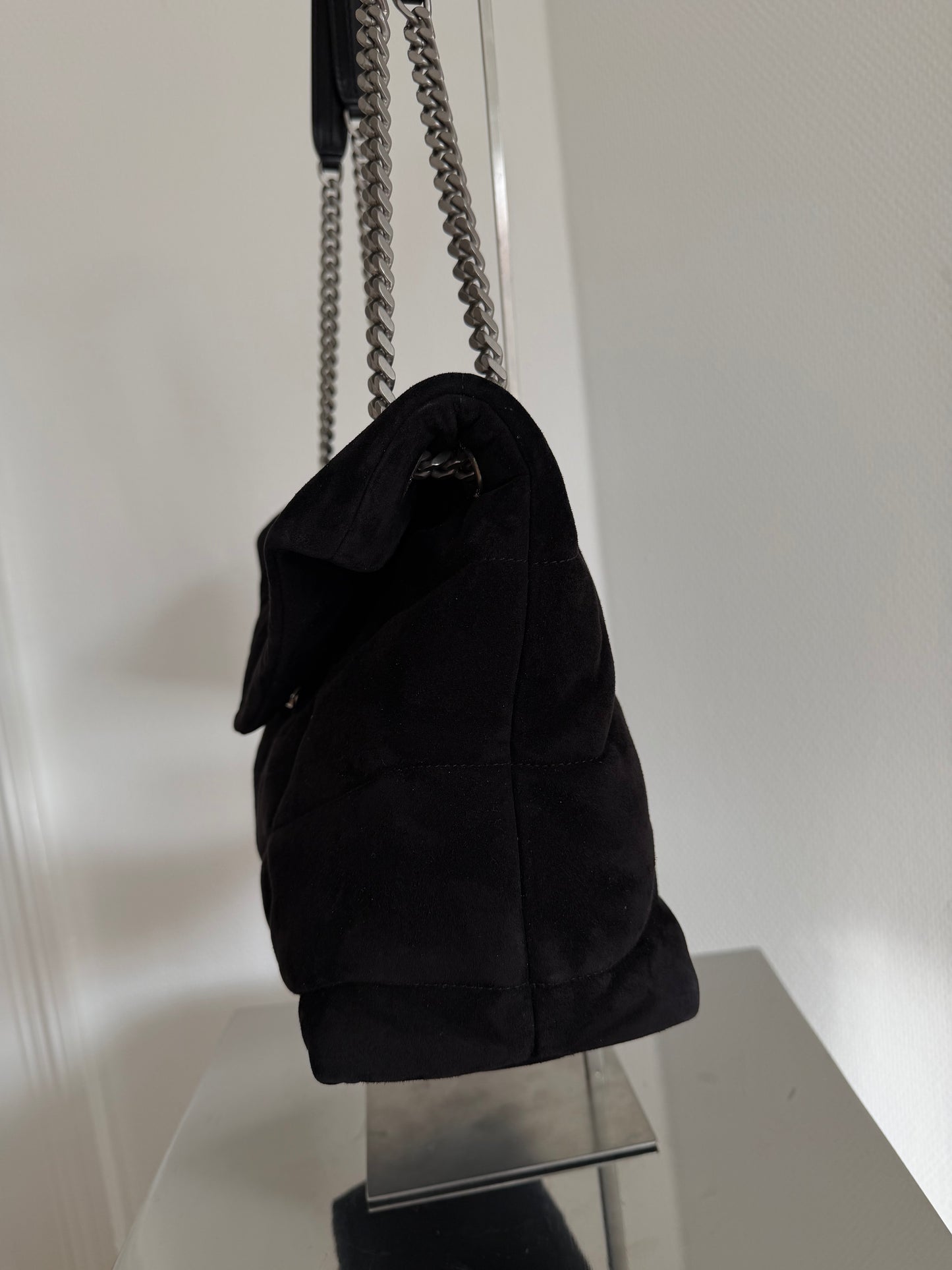 Saint Laurent Loulou Puffer Medium Faux Suede Black