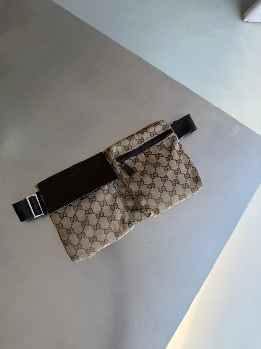 Gucci GG Brown canvas belt bag