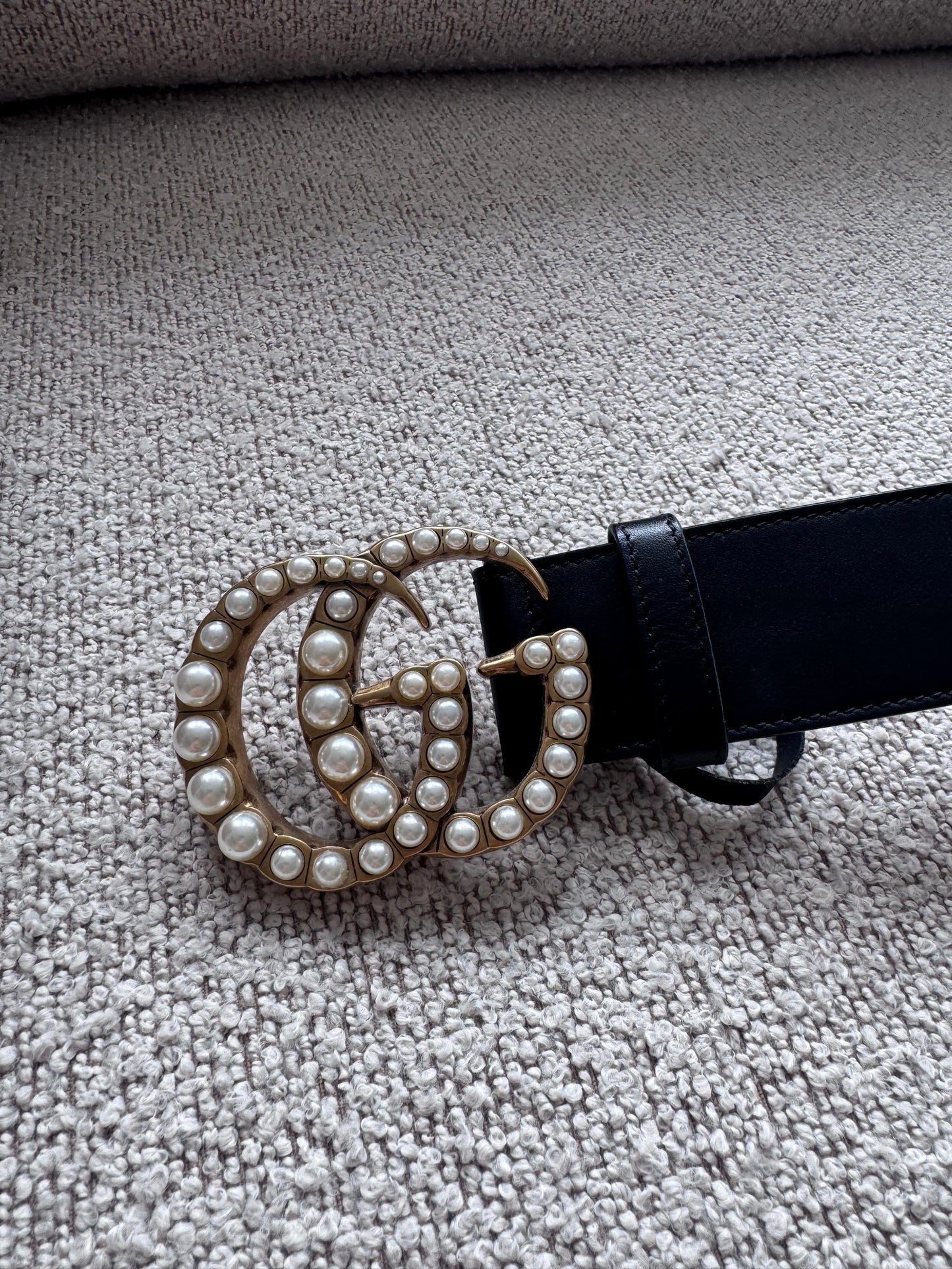 Gucci Marmont Pearl Black/Gold belt