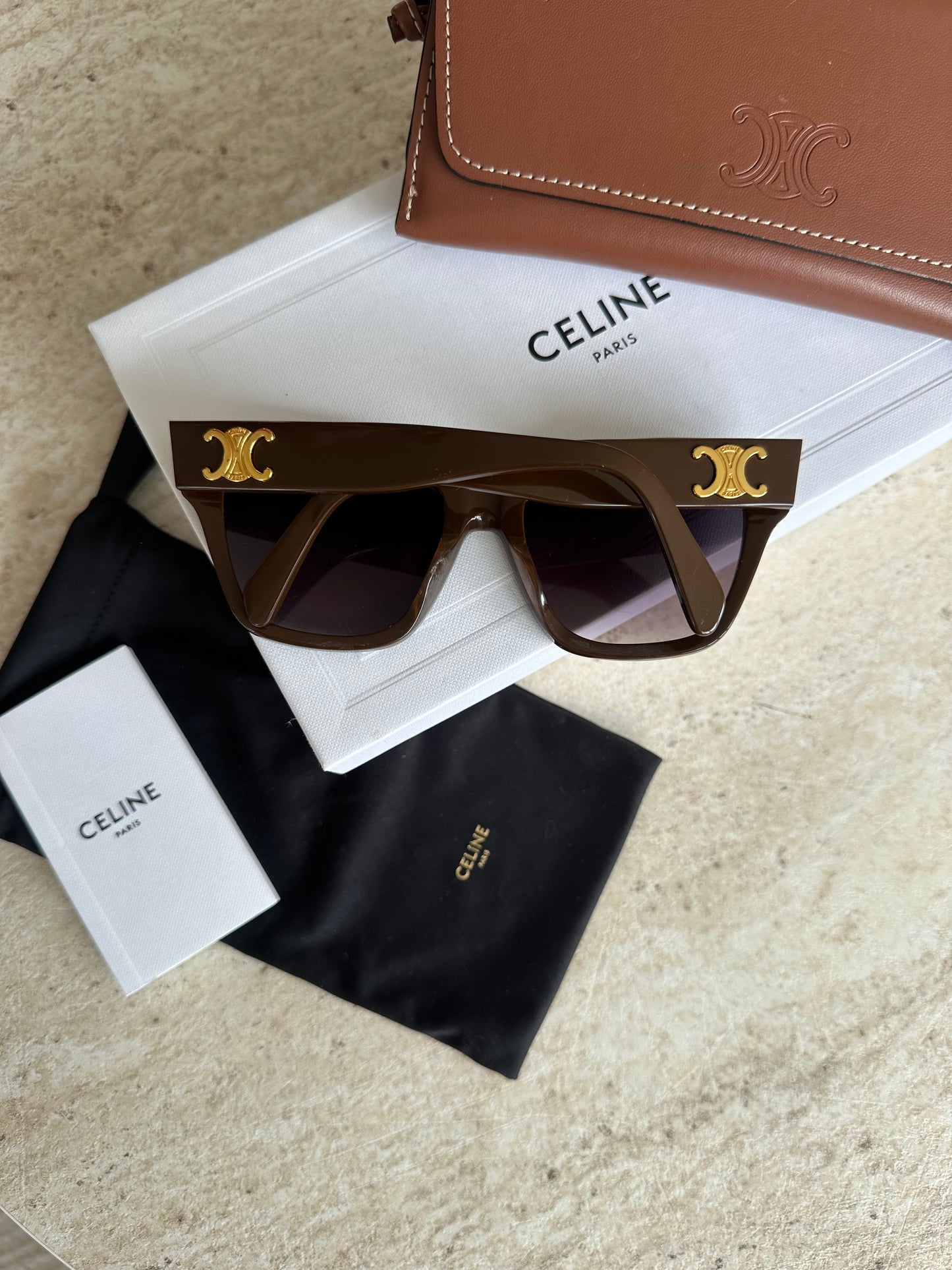 Celine Triomphe solbriller – brun/guld