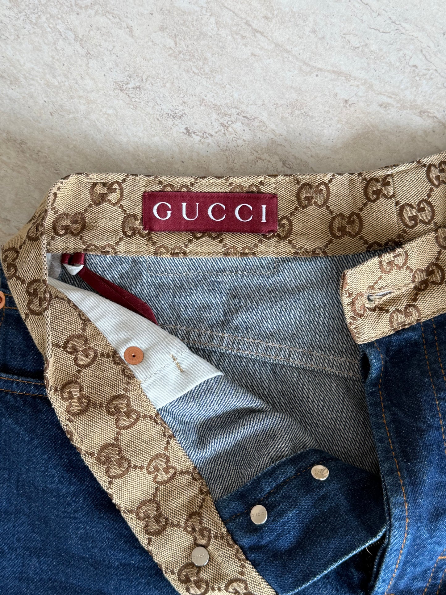 Gucci GG Monogram Denim Jeans – Blå – Str. 26