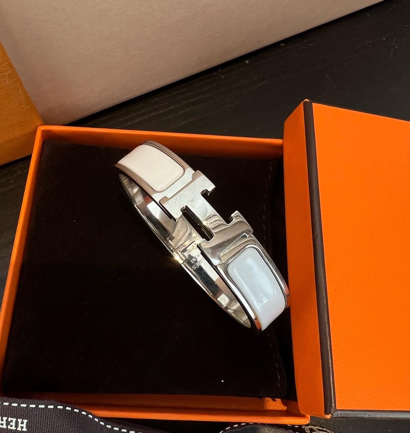 Hermes H Clic Bracelet White PM