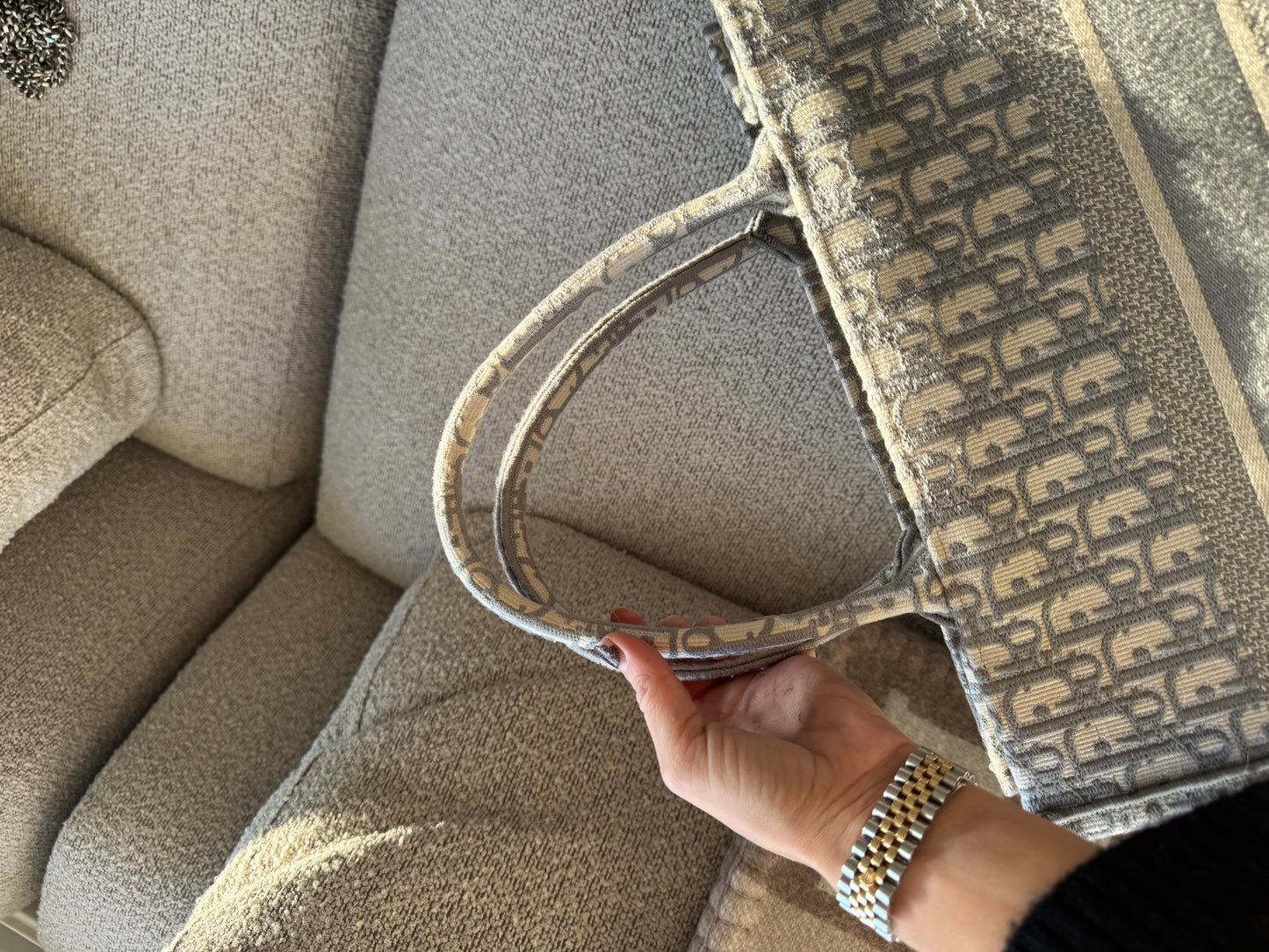 Dior Book Tote grey white