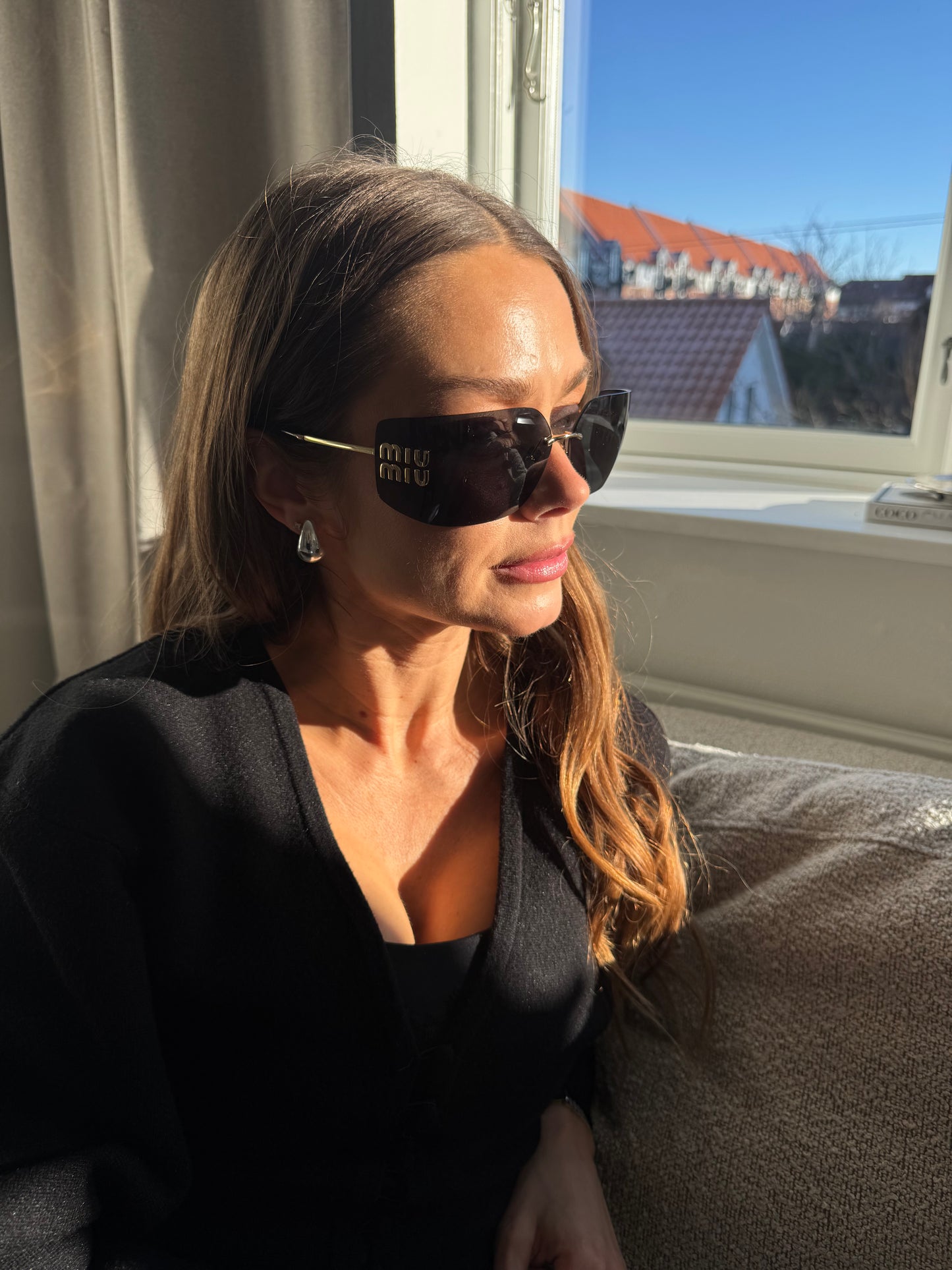 Miu Miu Shield Sunglasses – Gold Detail