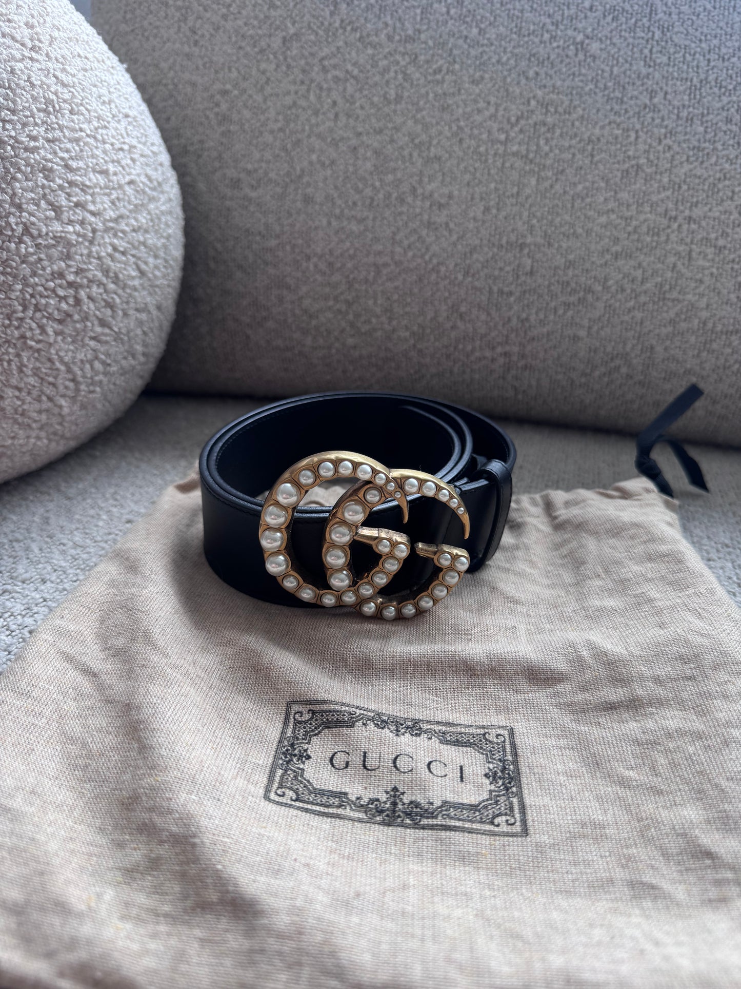 Gucci Marmont Pearl Black/Gold belt