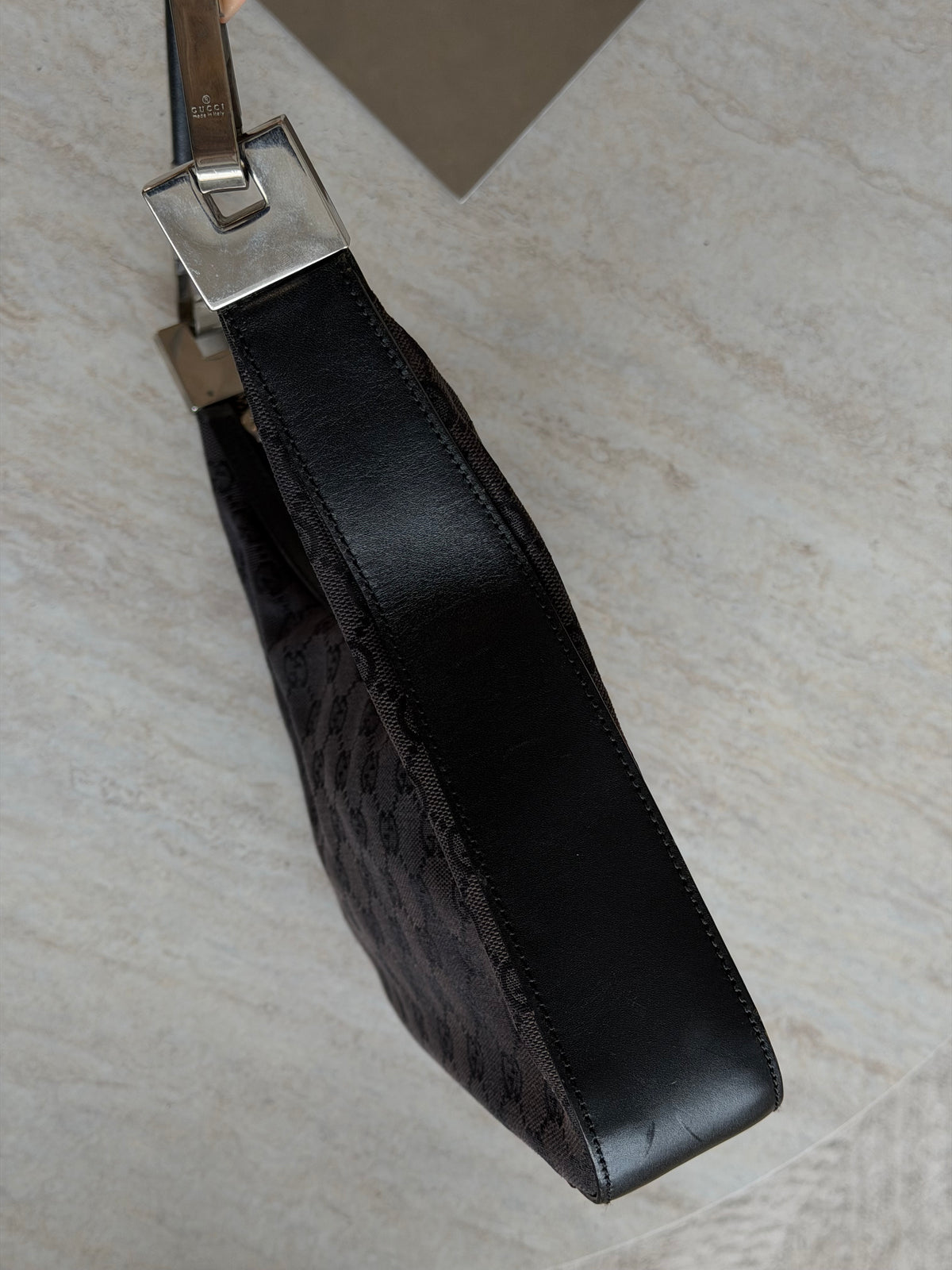 Gucci Vintage GG Canvas Shoulder Bag – Black