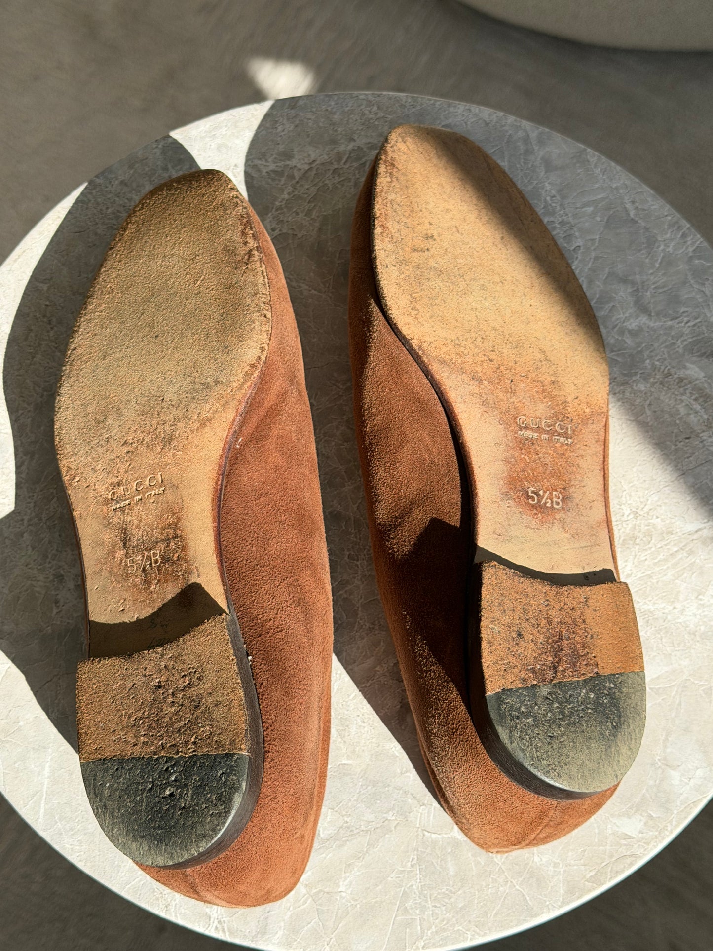 Gucci Suede Ballet Flats – Brown