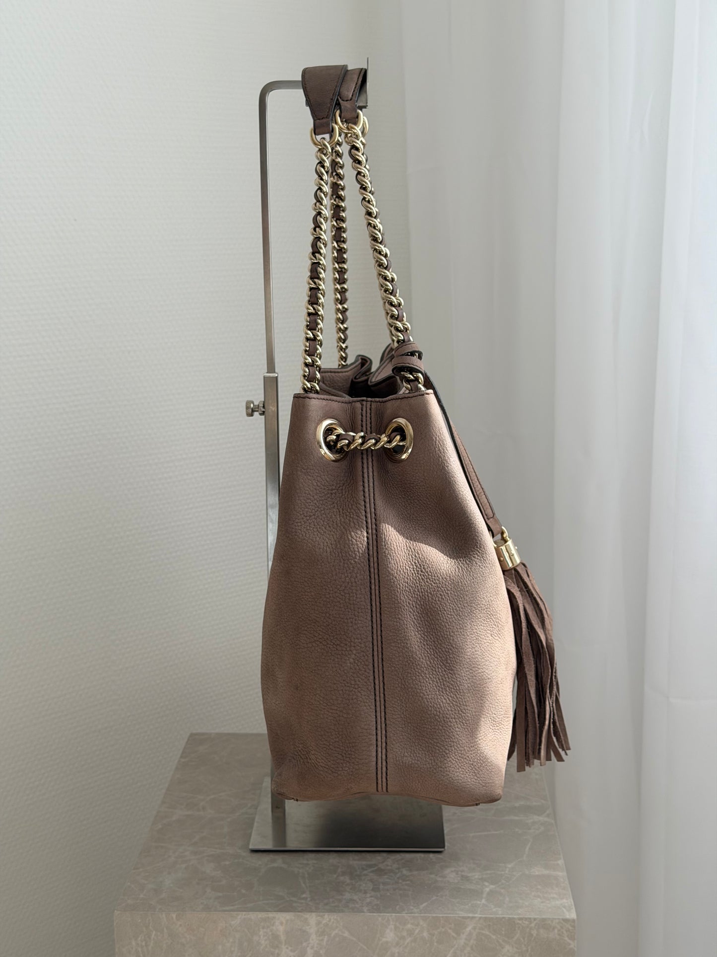 Gucci Soho Suede Tote- Taupe