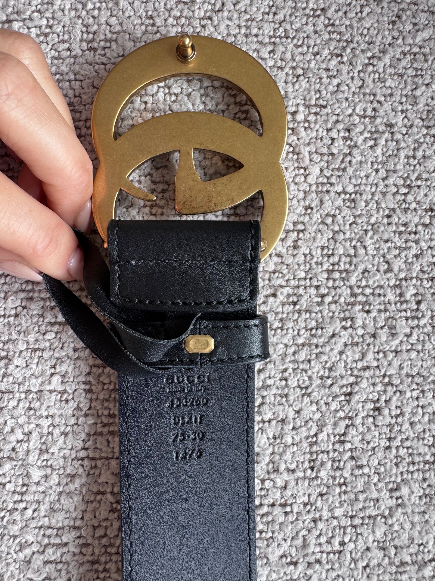 Gucci Marmont Pearl Black/Gold belt