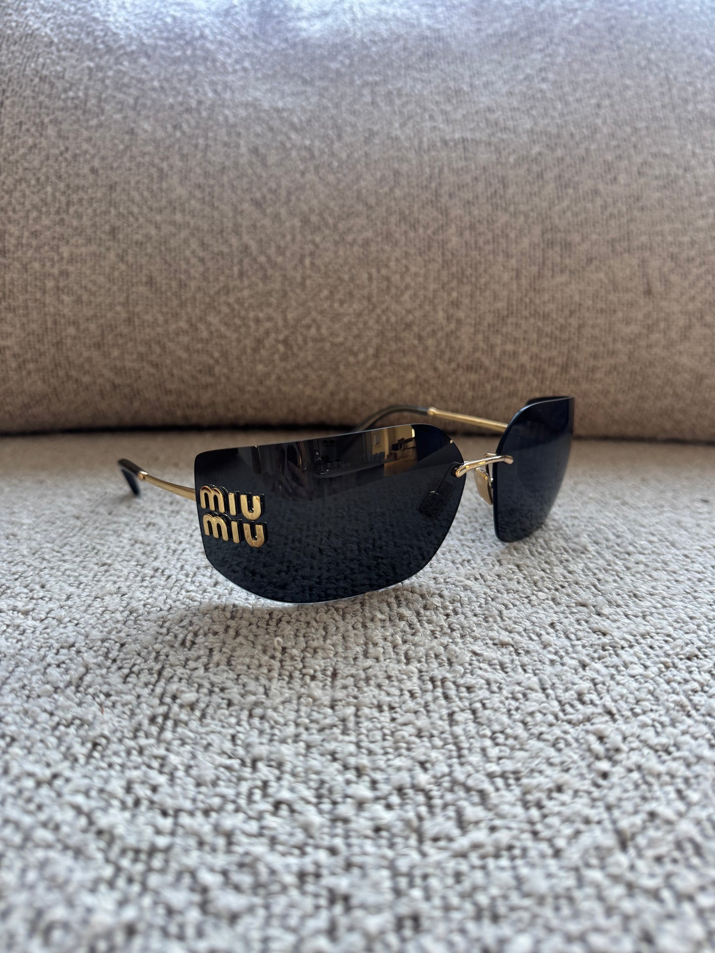 Miu Miu Shield Sunglasses – Gold Detail