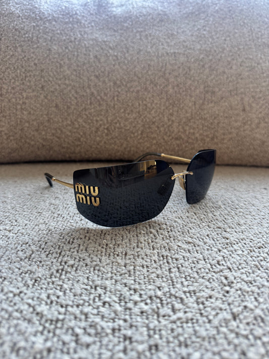 Miu Miu Shield Sunglasses – Gold Detail