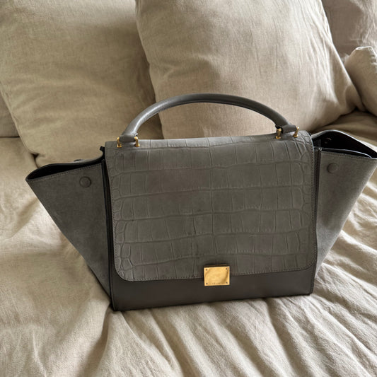 Celine Grey Croc Embossed Leather
