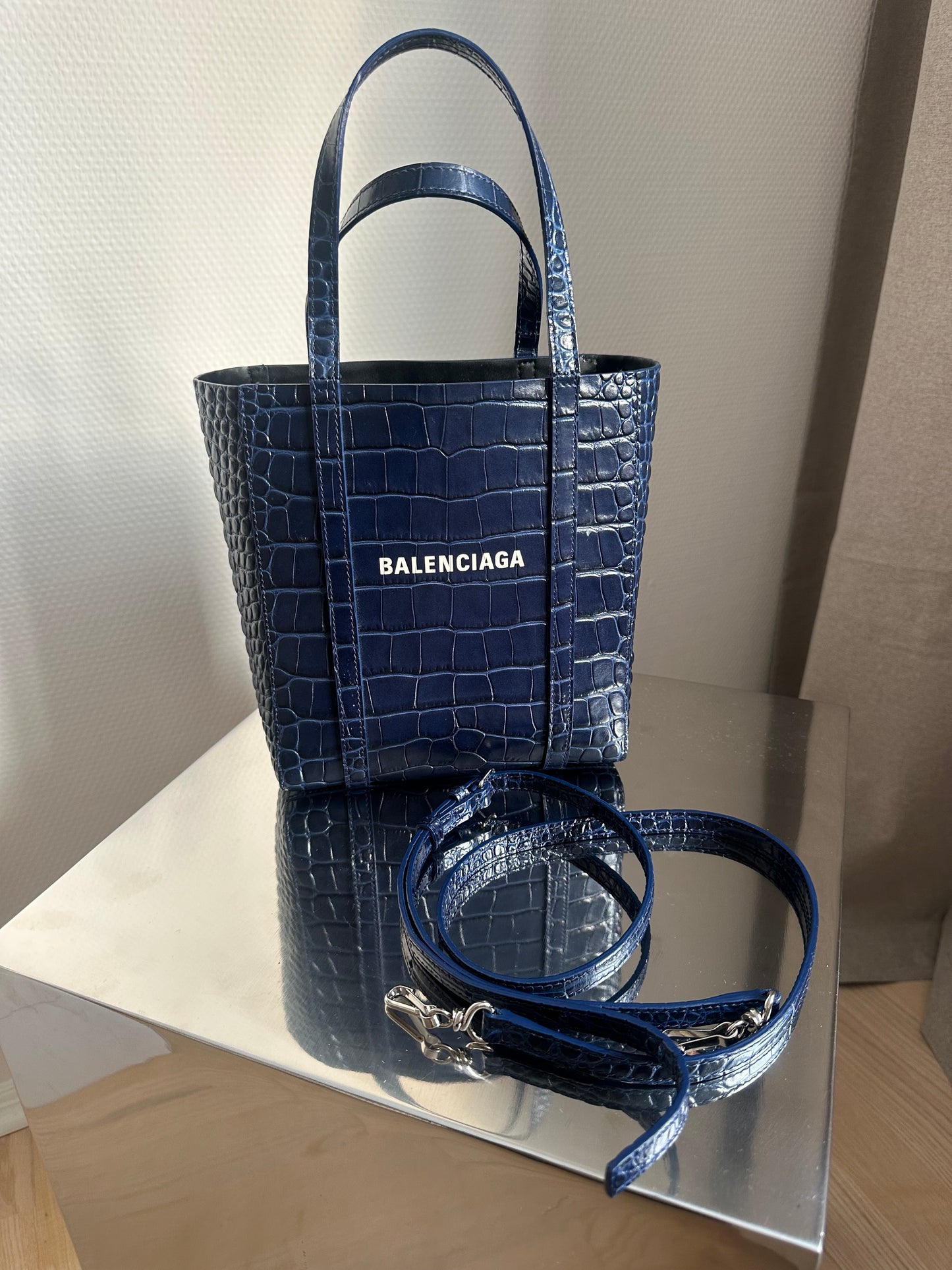 Balenciaga Everyday Tote Bag - Navy/Croco