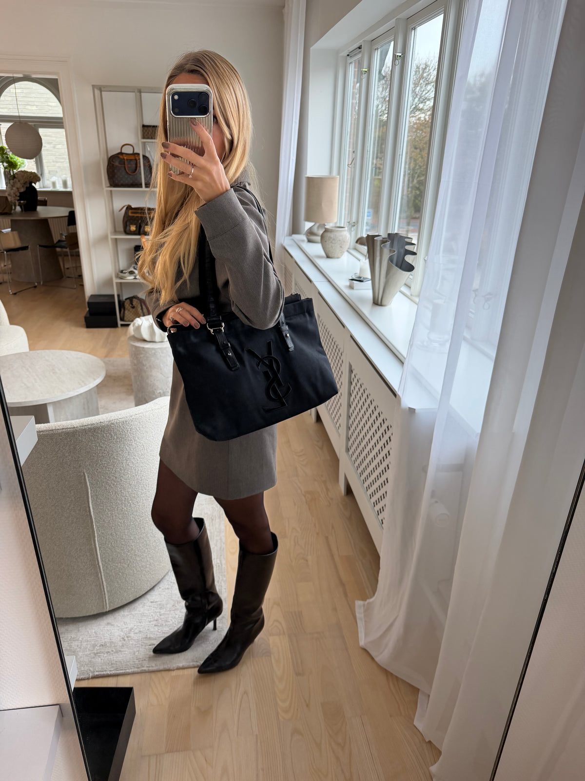 Saint Laurent YSL Black Canvas Tote Bag