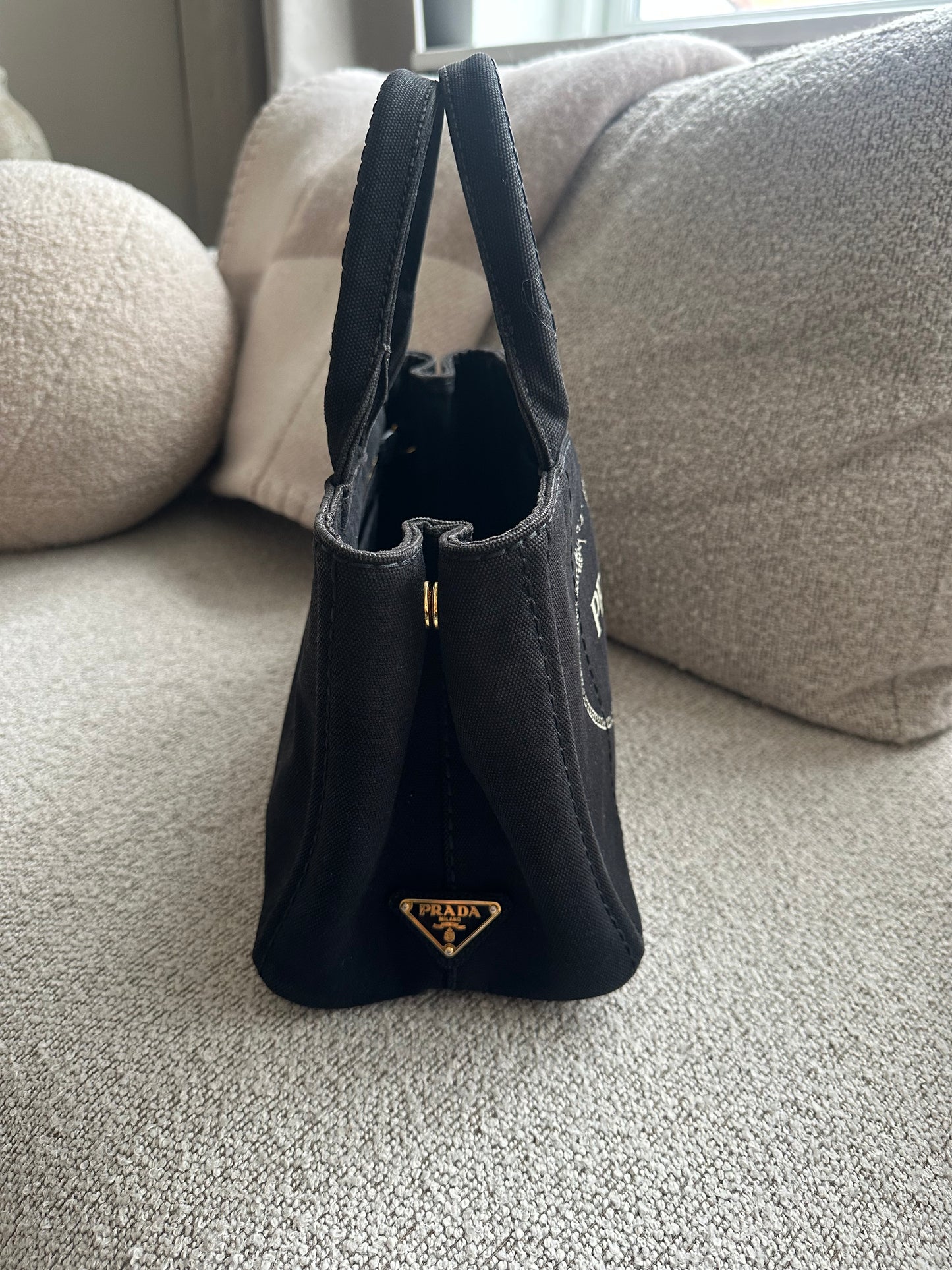 Prada Milano Canvas Mini Tote Bag - Black