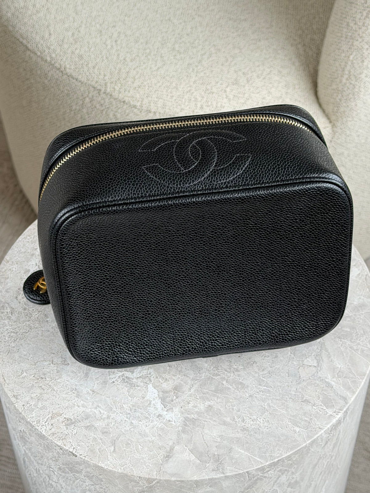 Chanel Caviar Vanity Case Cosmetic Black