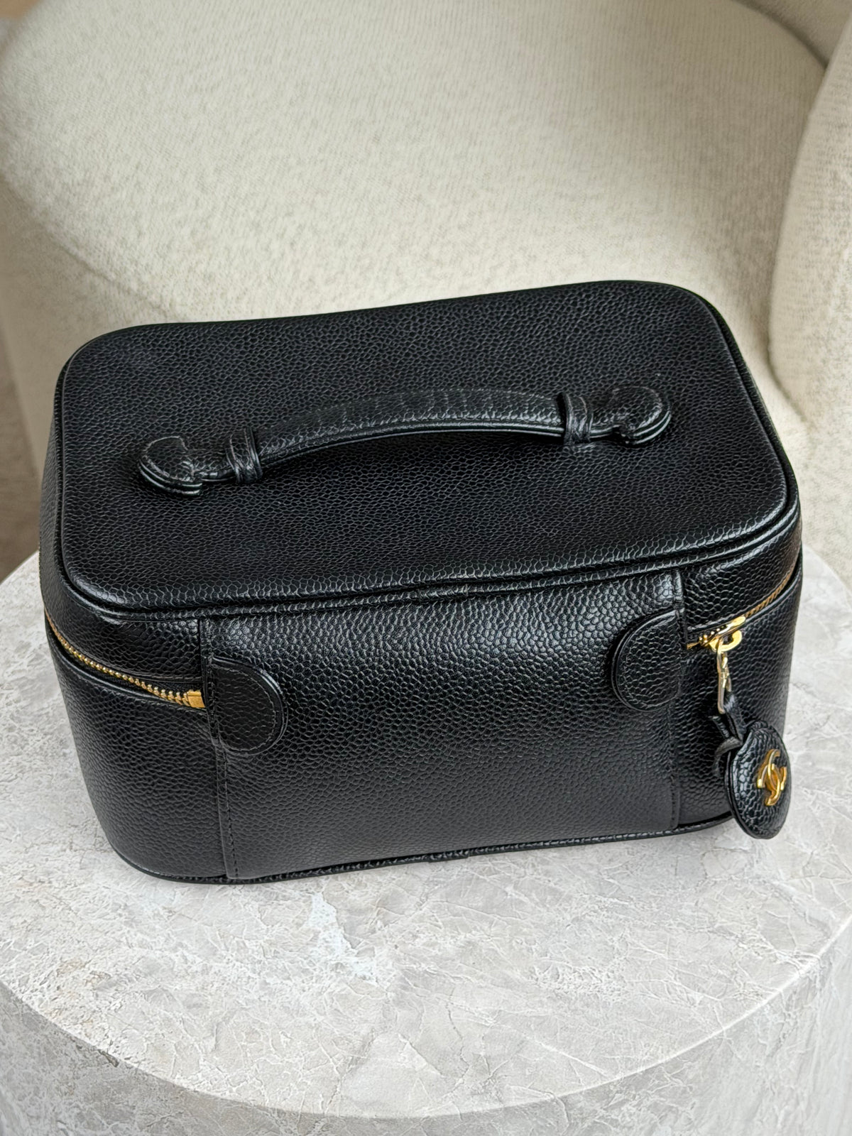 Chanel Caviar Vanity Case Cosmetic Black