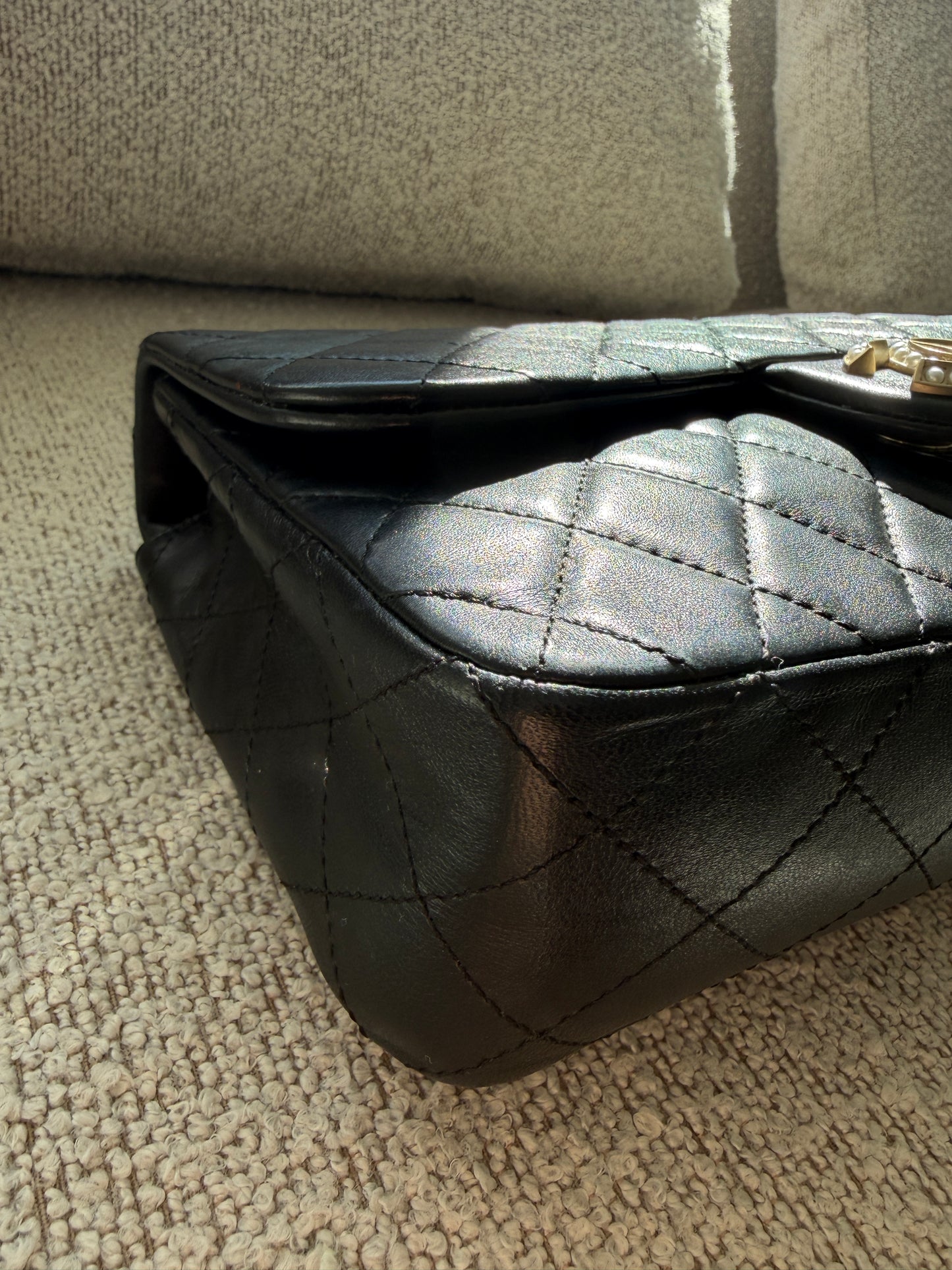 Chanel Black Westminster Pearl Chain Flap Bag