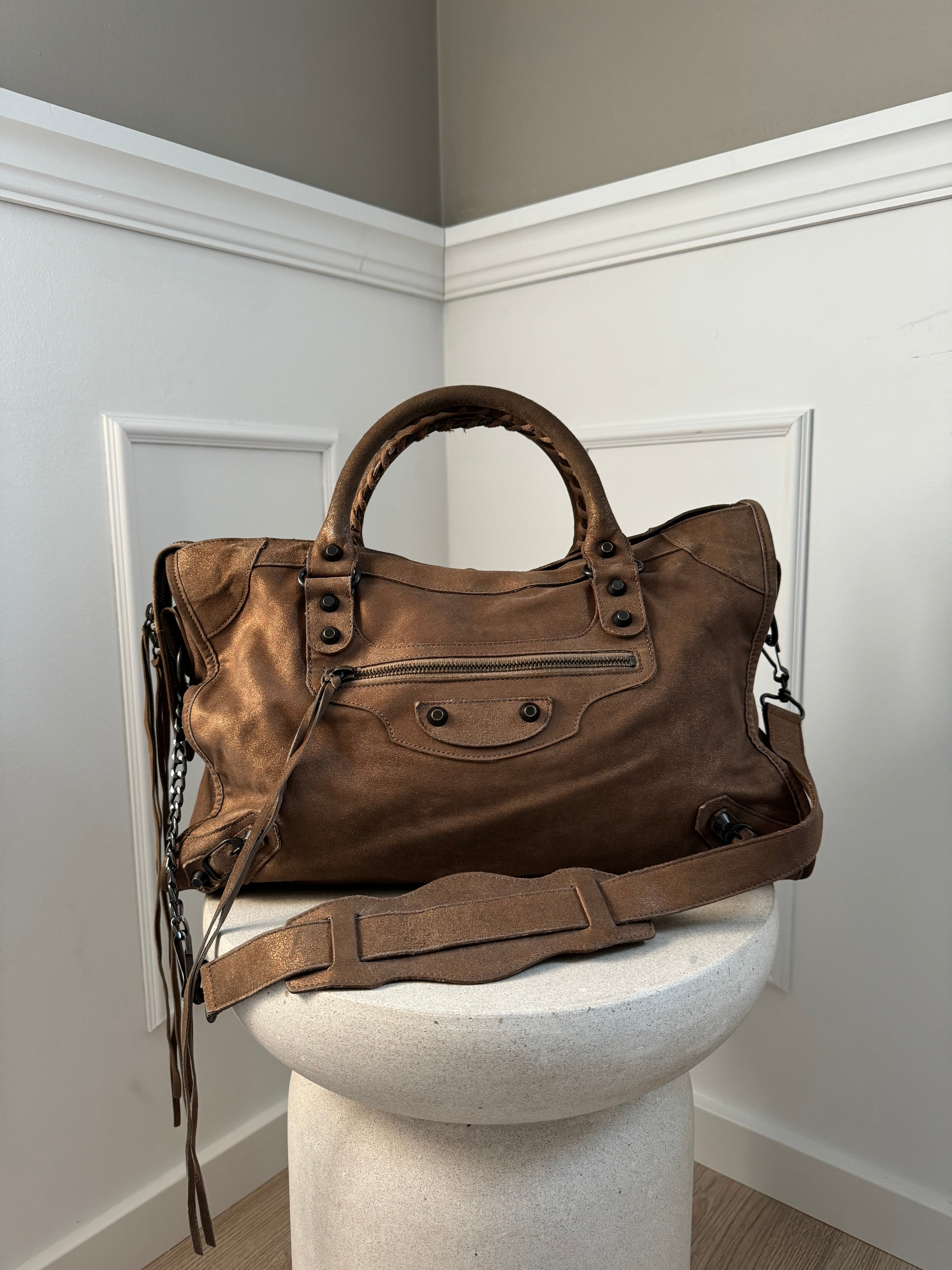 Balenciaga Brown Suede City Prelovedluxury