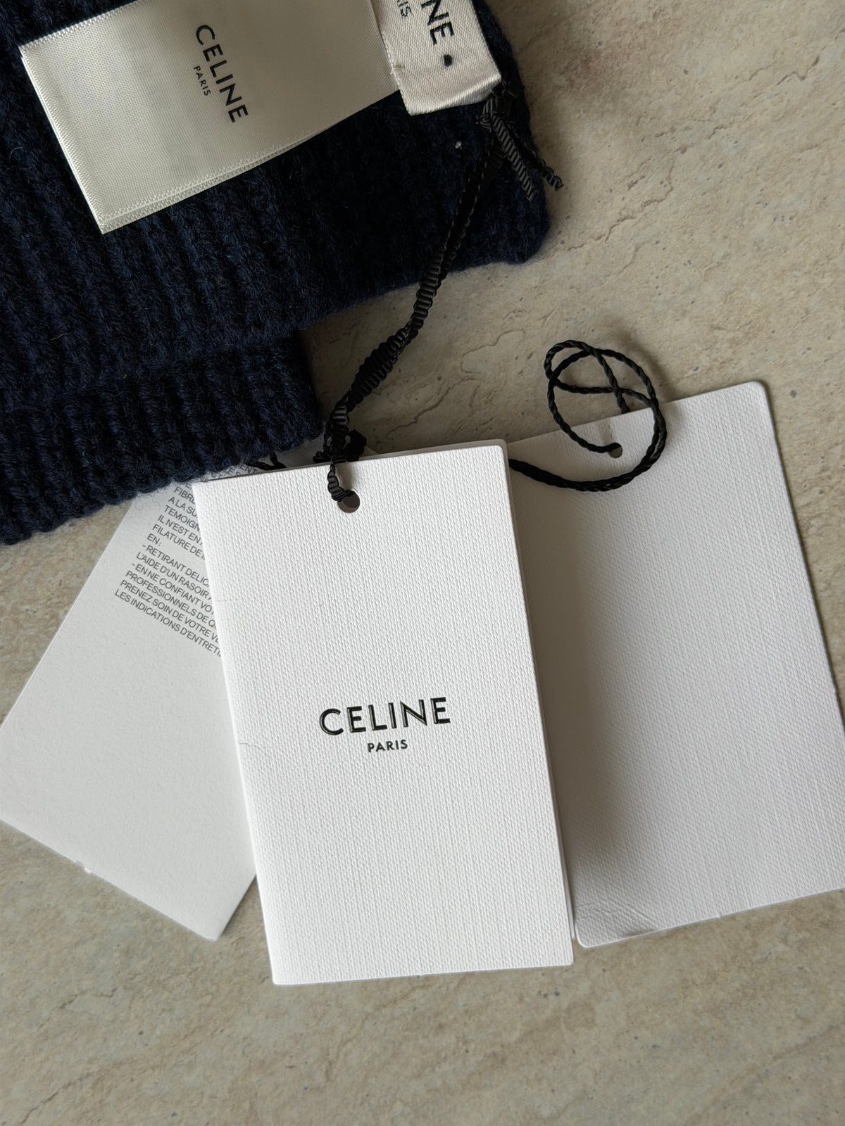 Celine Ribbed Cashmere Scarf Navy