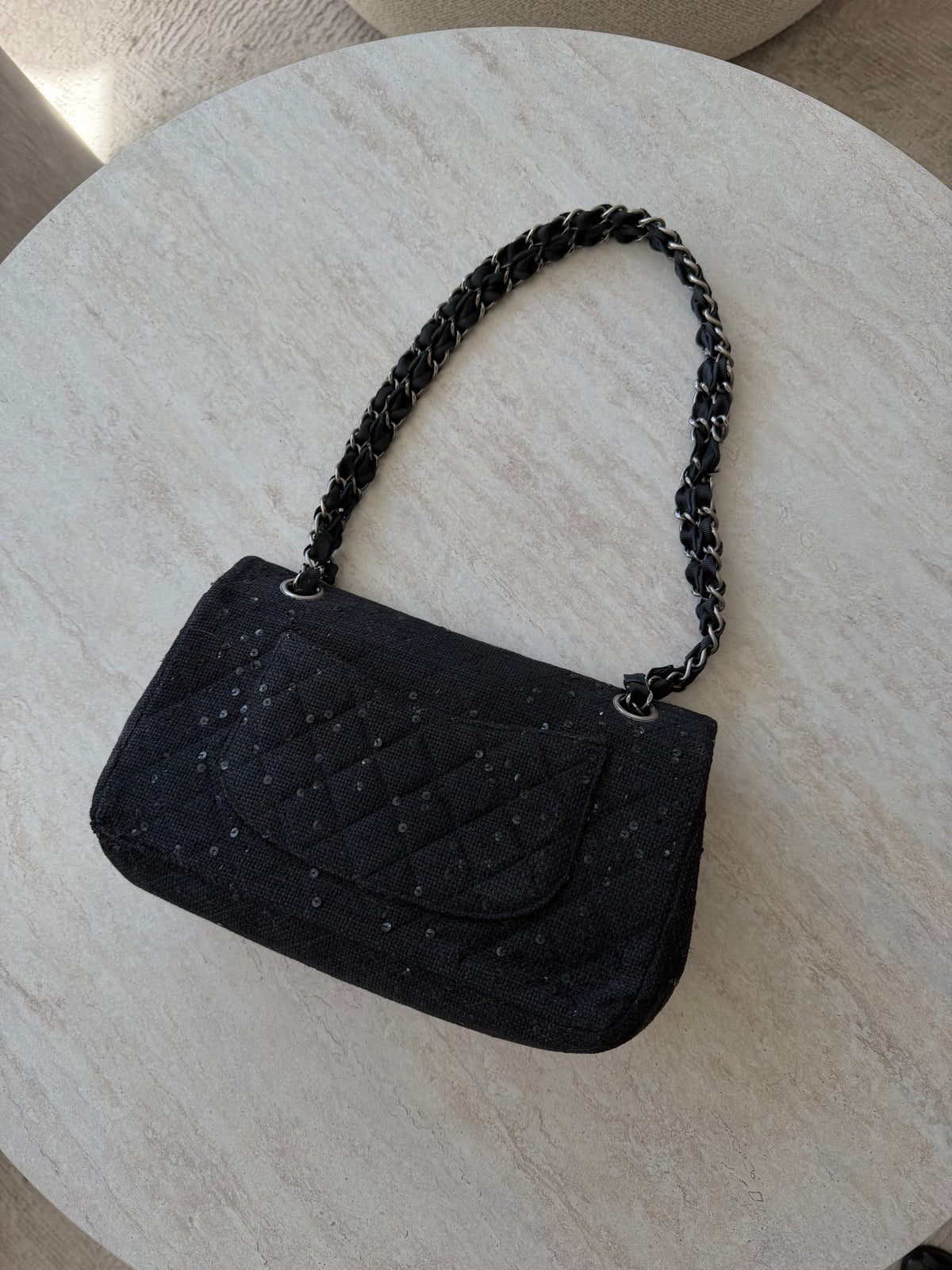 Chanel Tweed Sequin Flap Bag – Black SHW