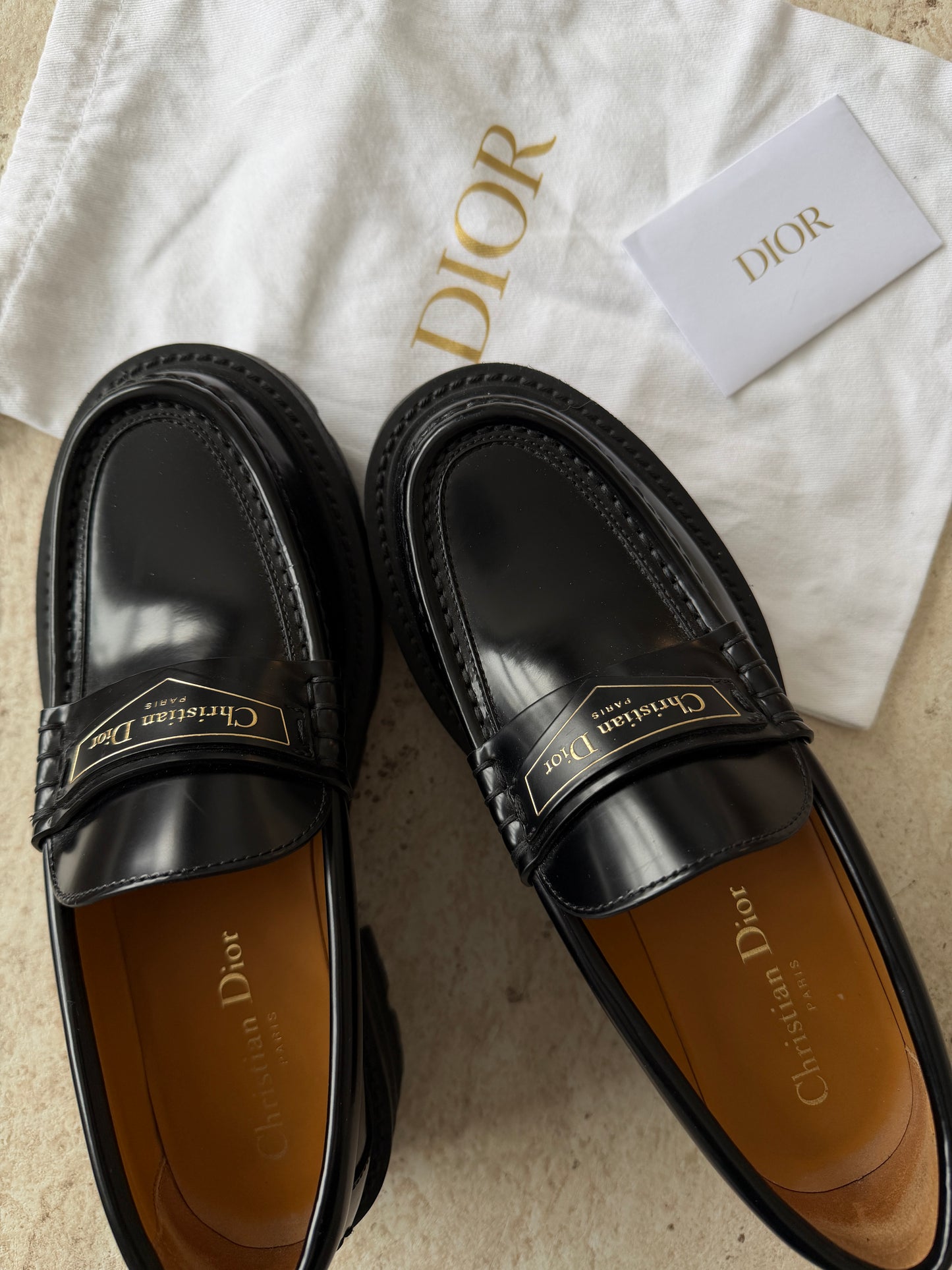 Christian Dior Black Leather Loafers