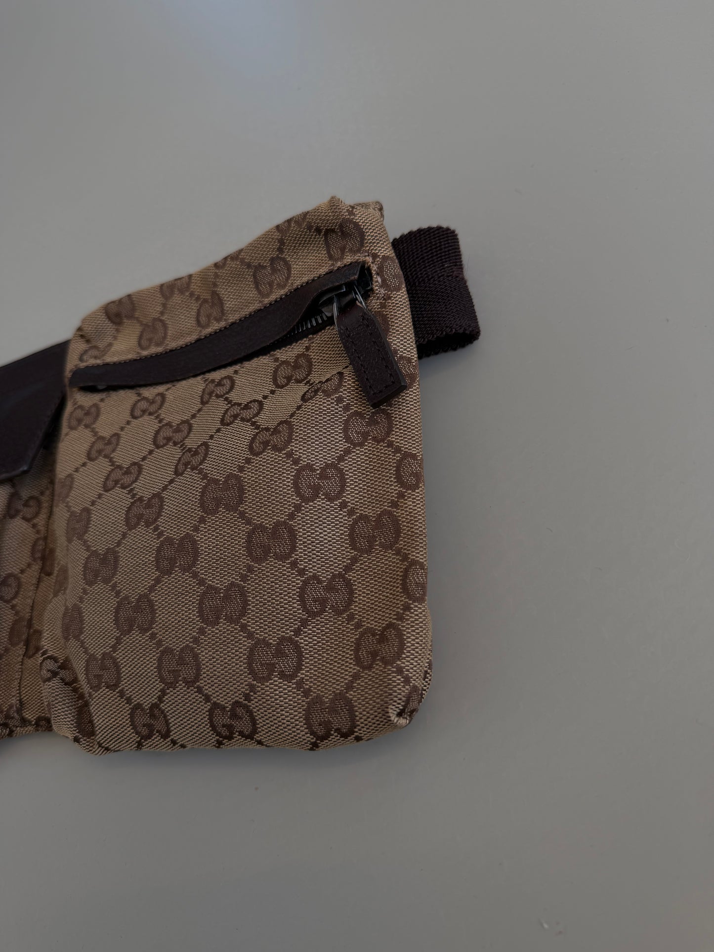 Gucci GG Brown canvas belt bag