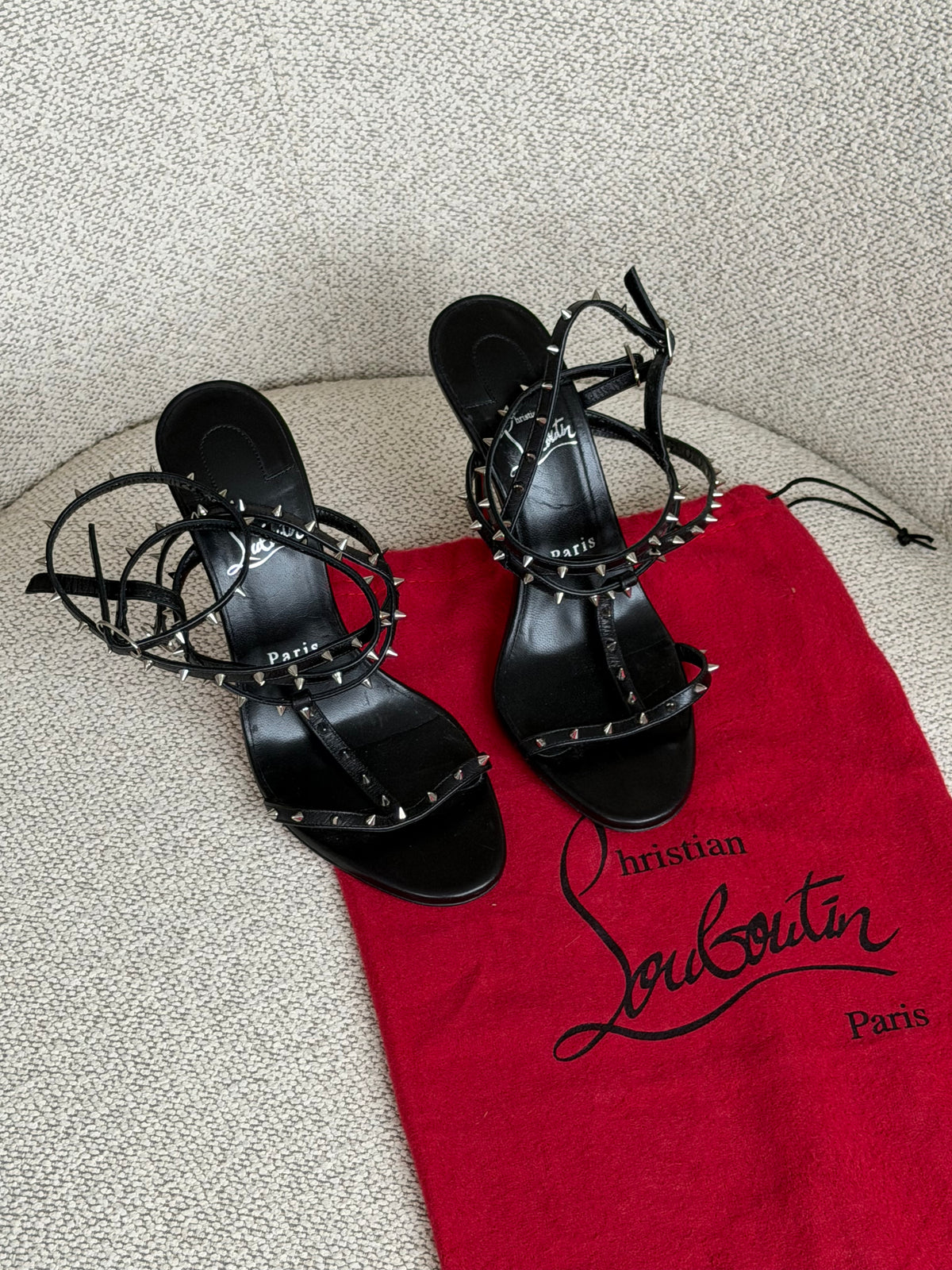 Christian Louboutin Bombina Studded Leather Sandals - 37