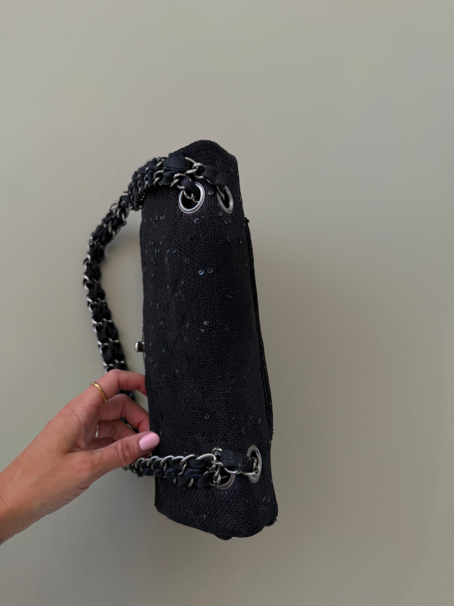 Chanel Tweed Sequin Flap Bag – Black SHW