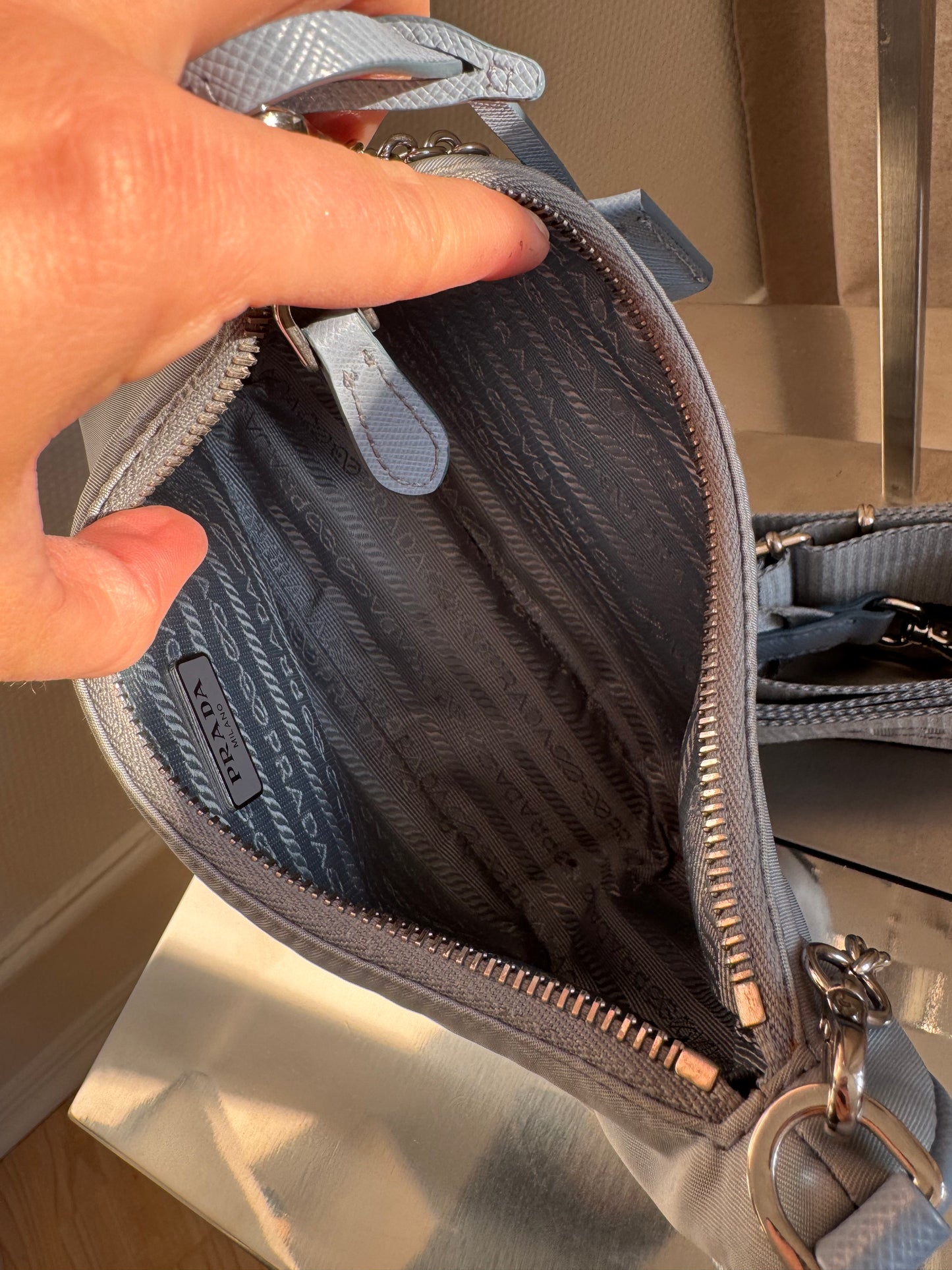 Prada Blue Nylon Re-Edition crossbody shoulder Bag