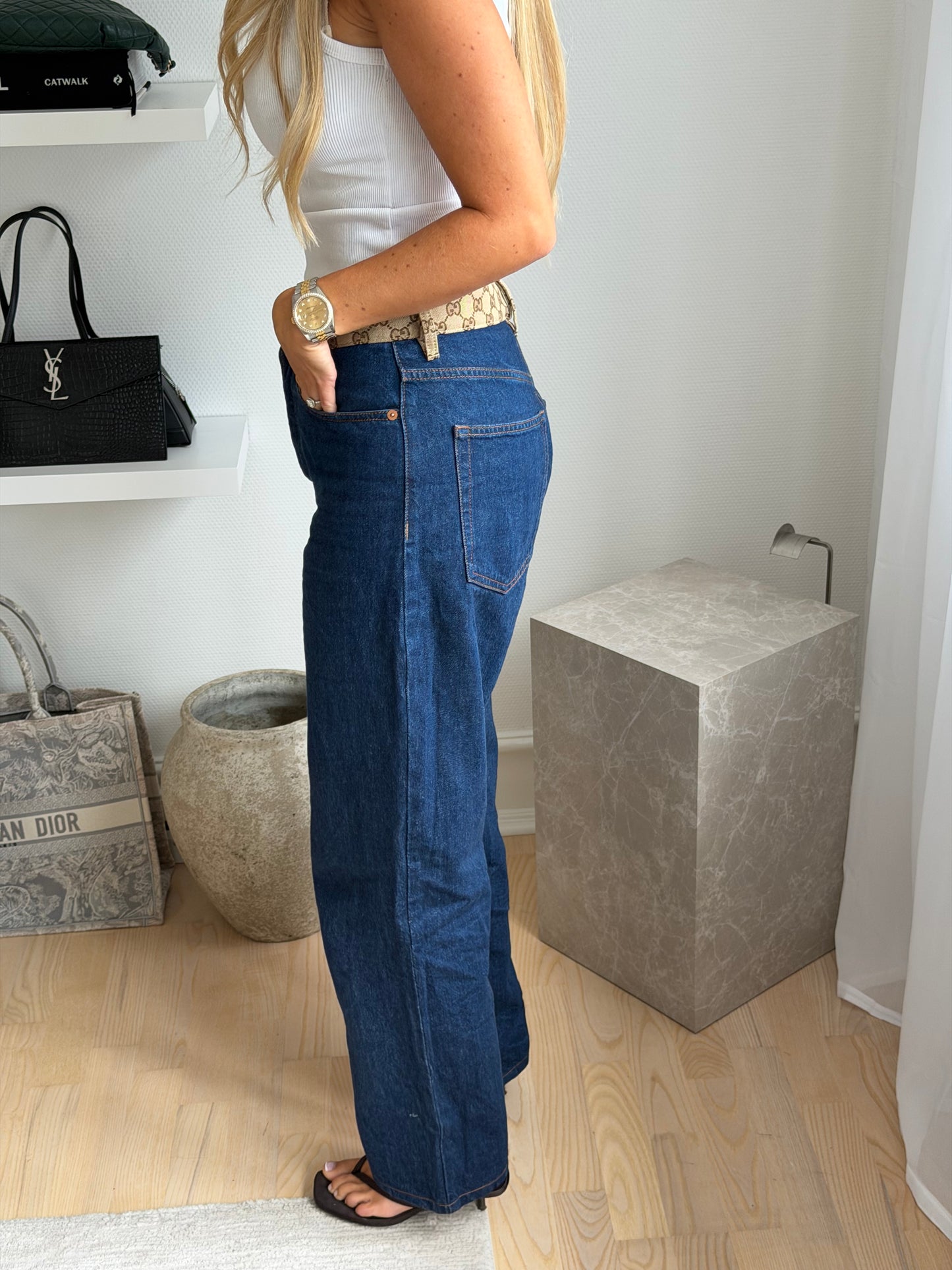 Gucci GG Monogram Denim Jeans – Blå – Str. 26