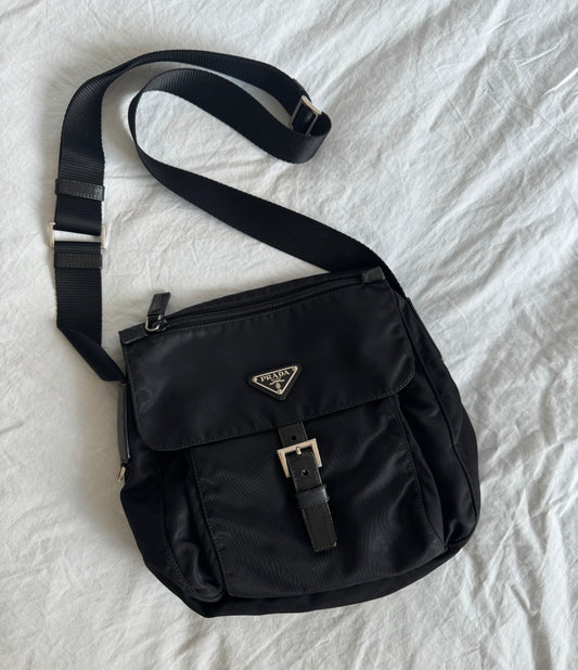 Prada Nylon Black Messenger Bag